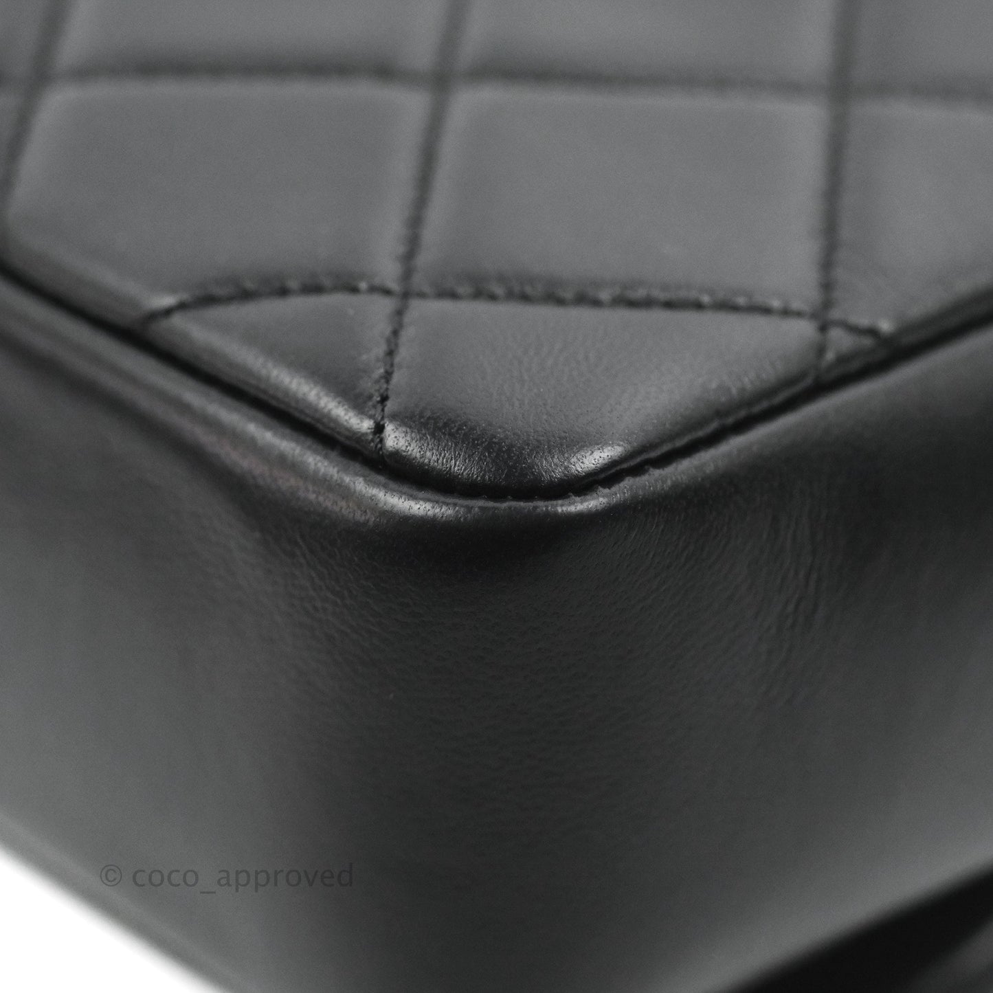 Chanel Quilted Resin Bi-Color Chain Flap Bag Black Lambskin