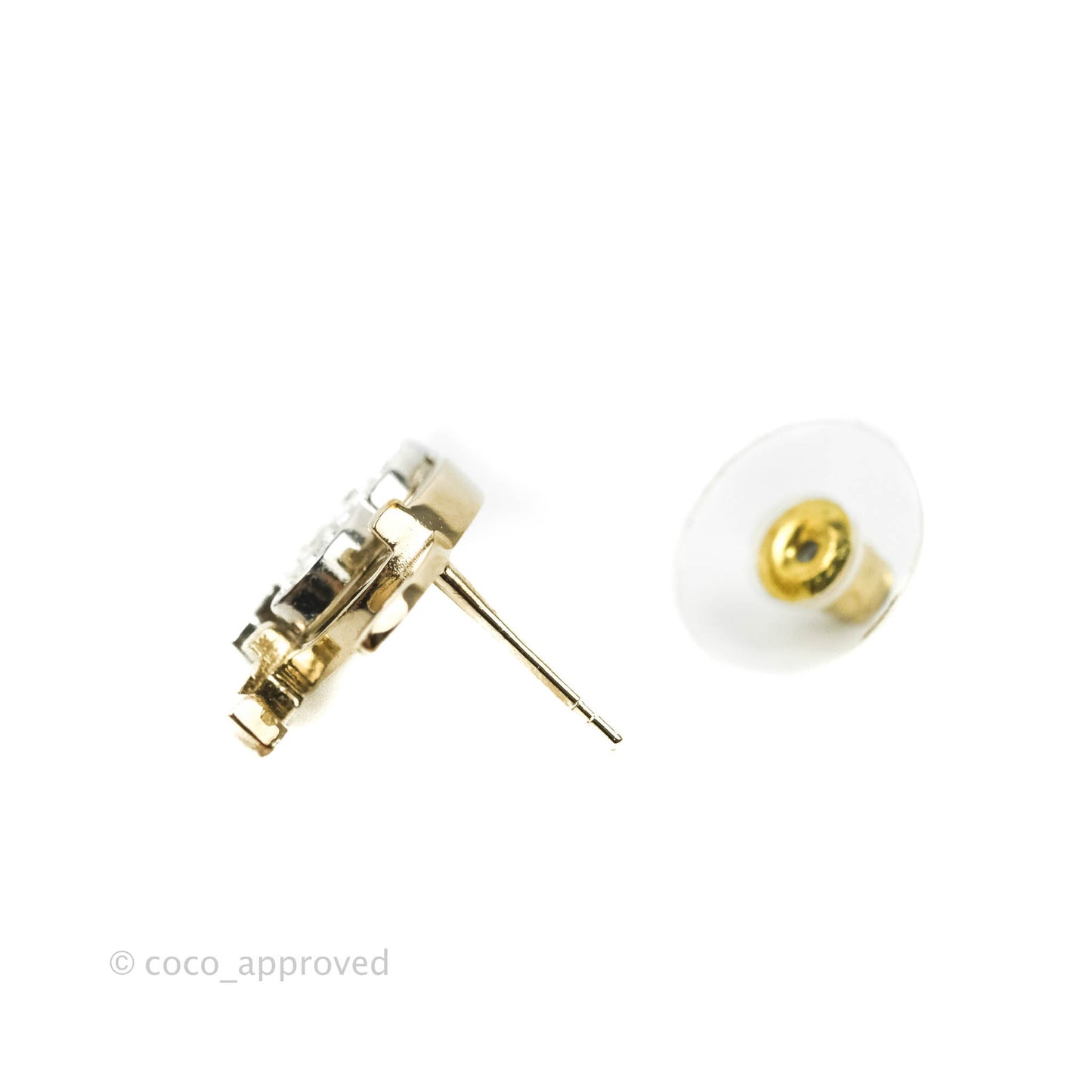 Chanel Double CC Crystal Earrings Gold & Silver Hardware 21A