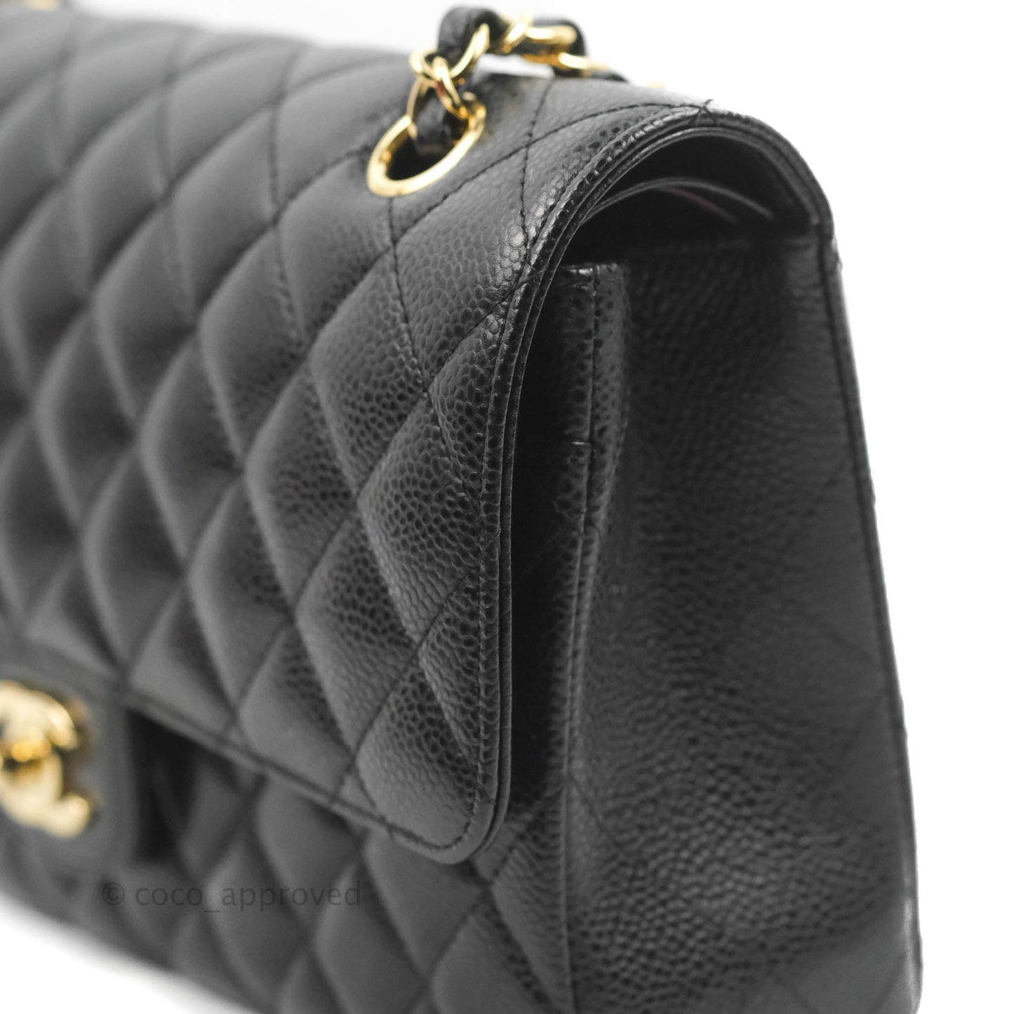 Chanel Classic M/L Medium Double Flap Black Caviar Gold Hardware