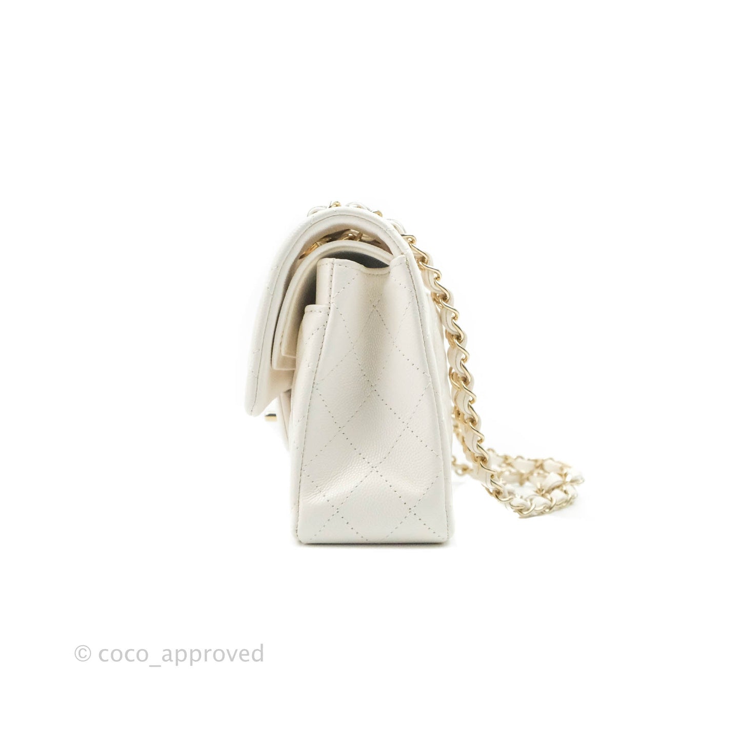 Chanel Classic Small S/M Flap White Caviar Gold Hardware