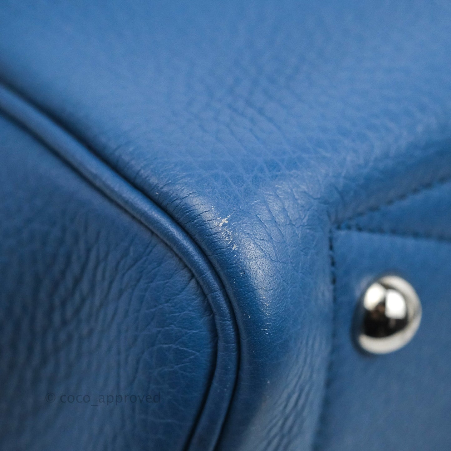 Hermes Victoria II 35 Bag Blue Paradis Clemence Palladium Hardware