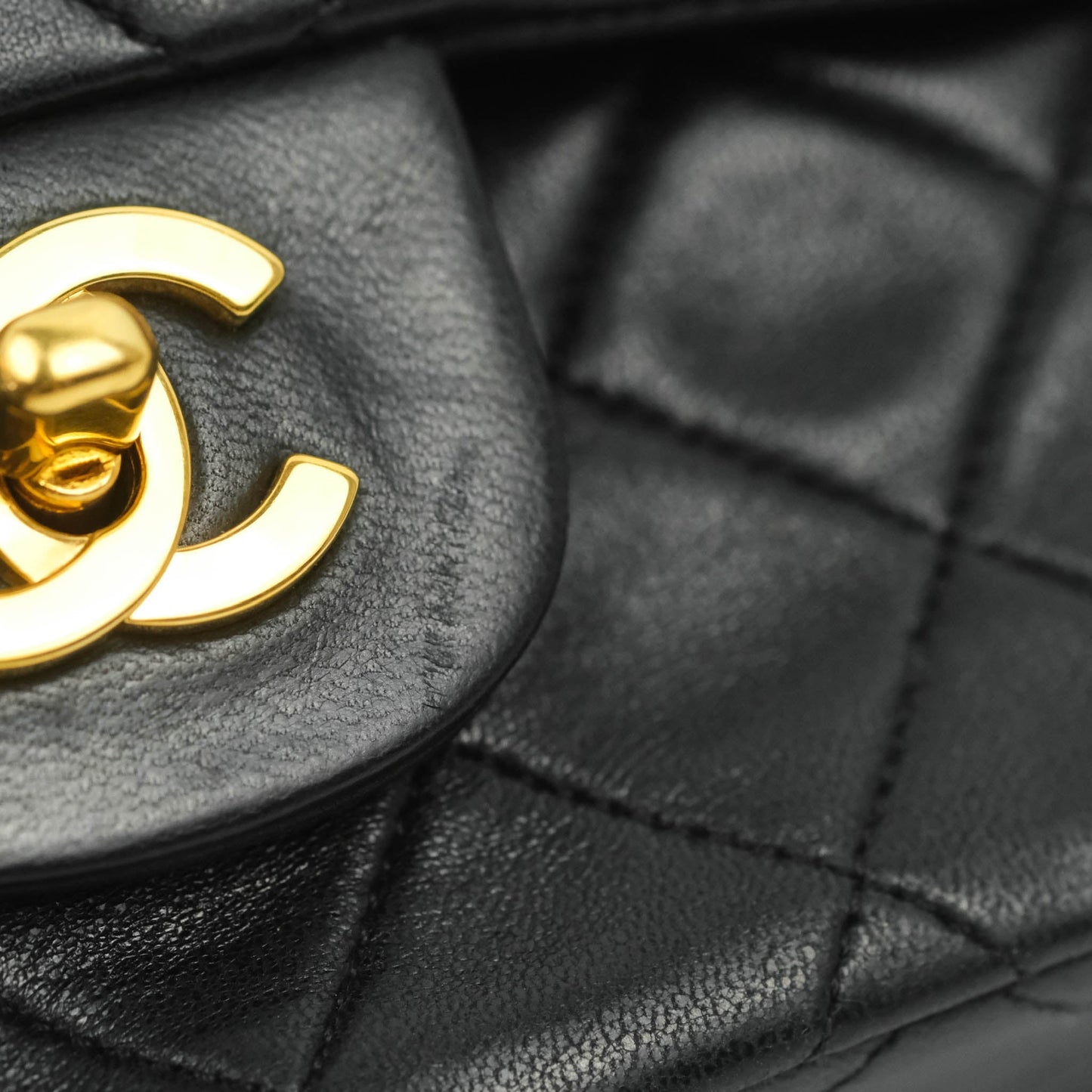 Chanel Vintage Classic Small S/M Flap Black Lambskin 24K Gold Hardware