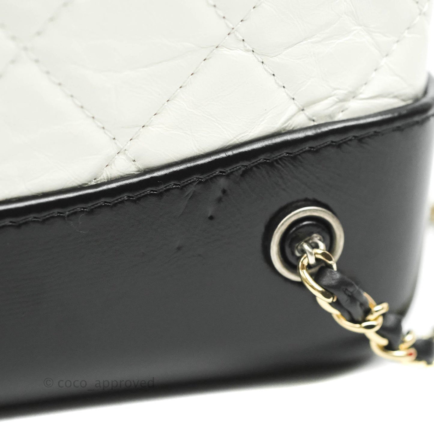 Chanel Small Gabrielle Backpack White Black Aged Calfskin