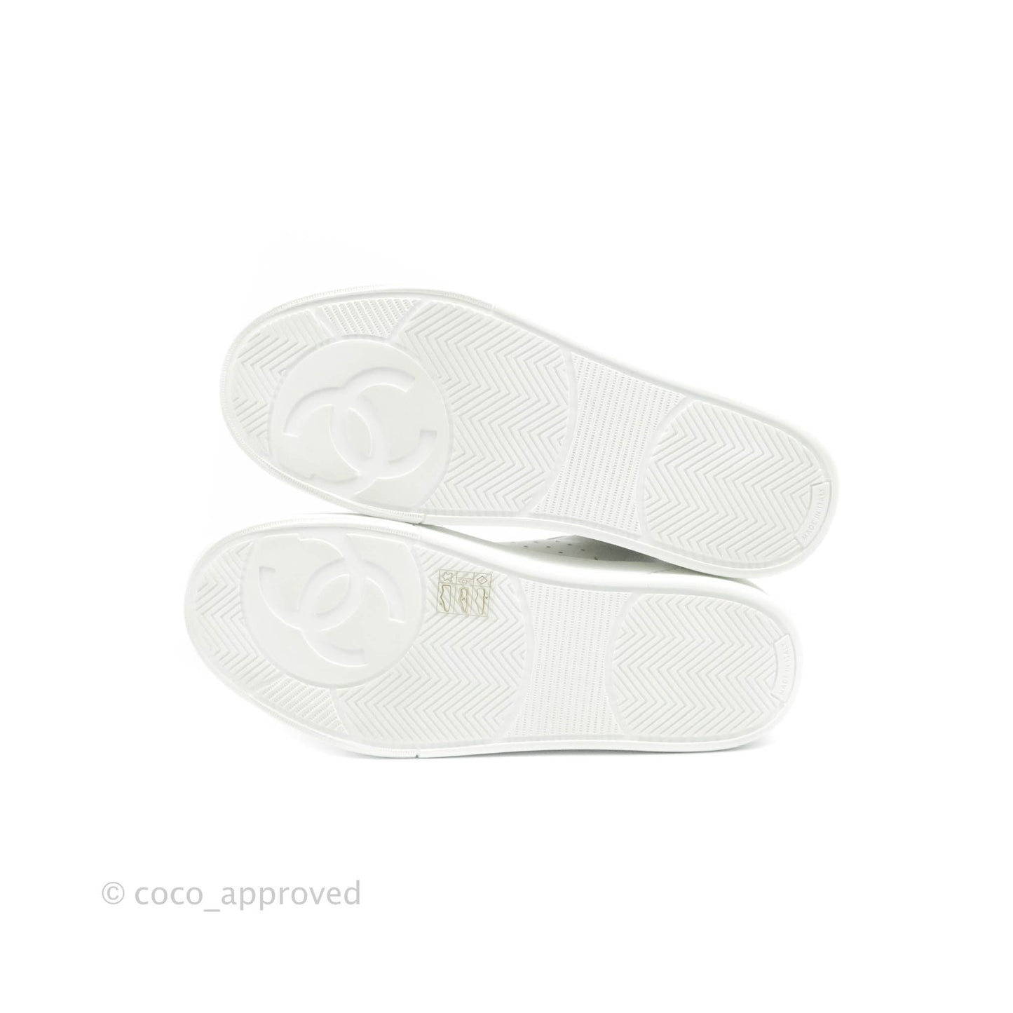 Chanel Calfskin Logo Sneakers White Size 37.5