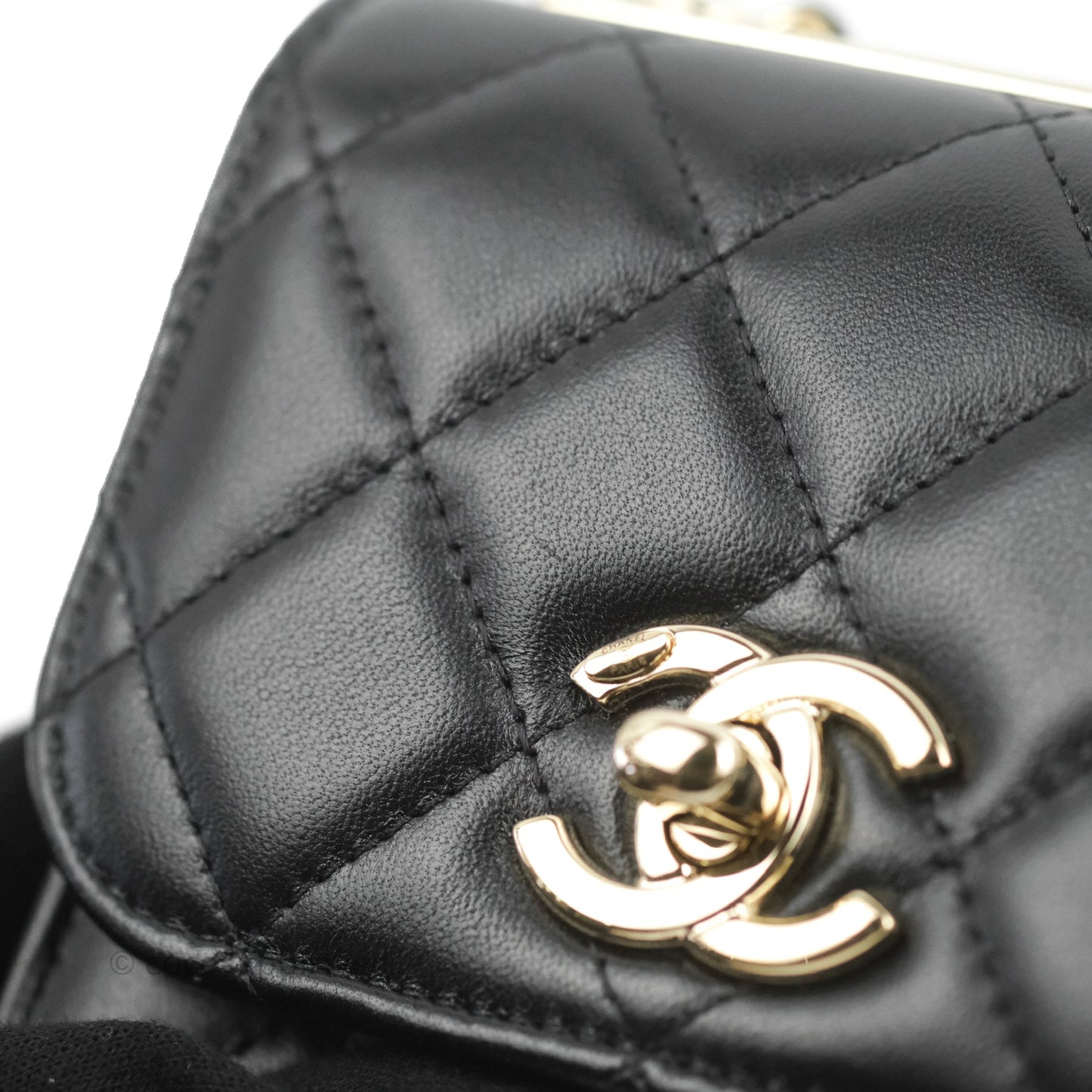 Chanel Mini Quilted Trendy CC Clutch With Chain Black Lambskin Gold Hardware