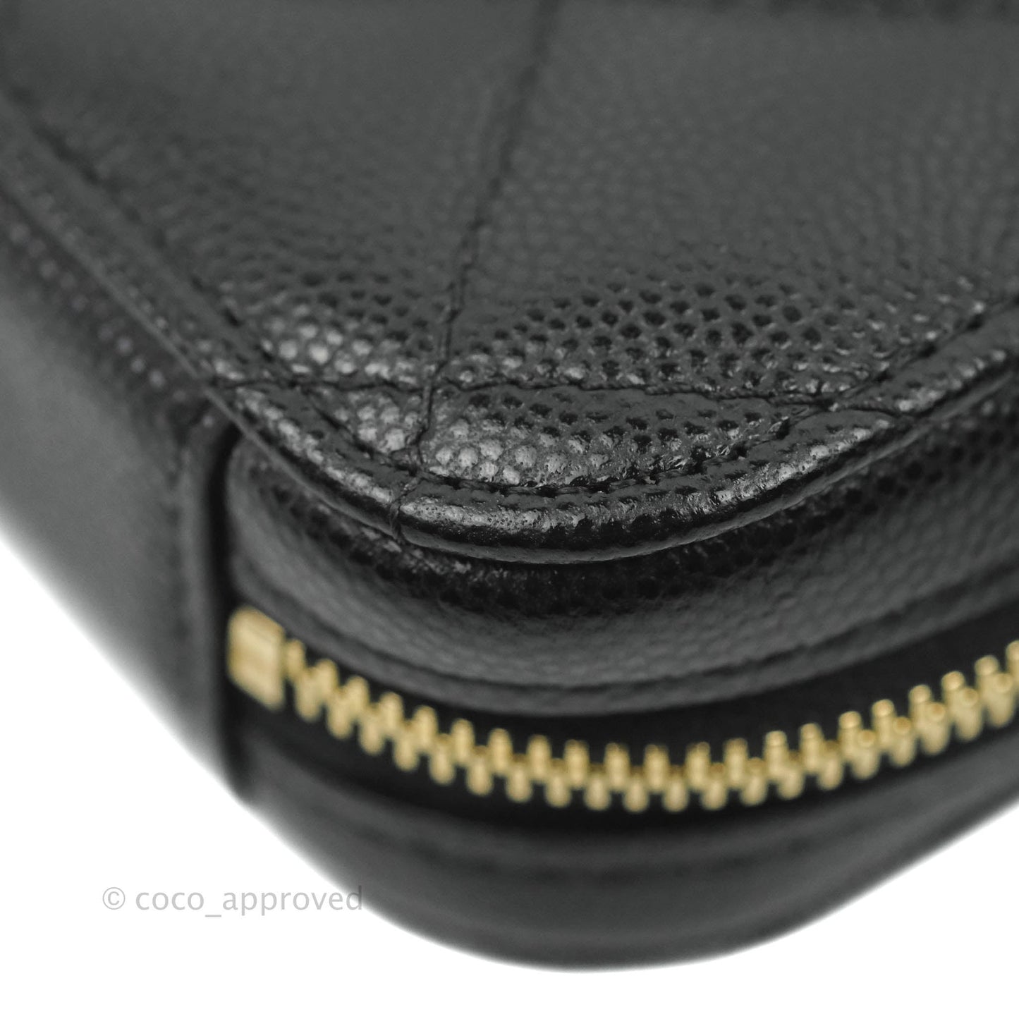 Chanel Quilted Phone Holder Black Caviar Gold Hardware