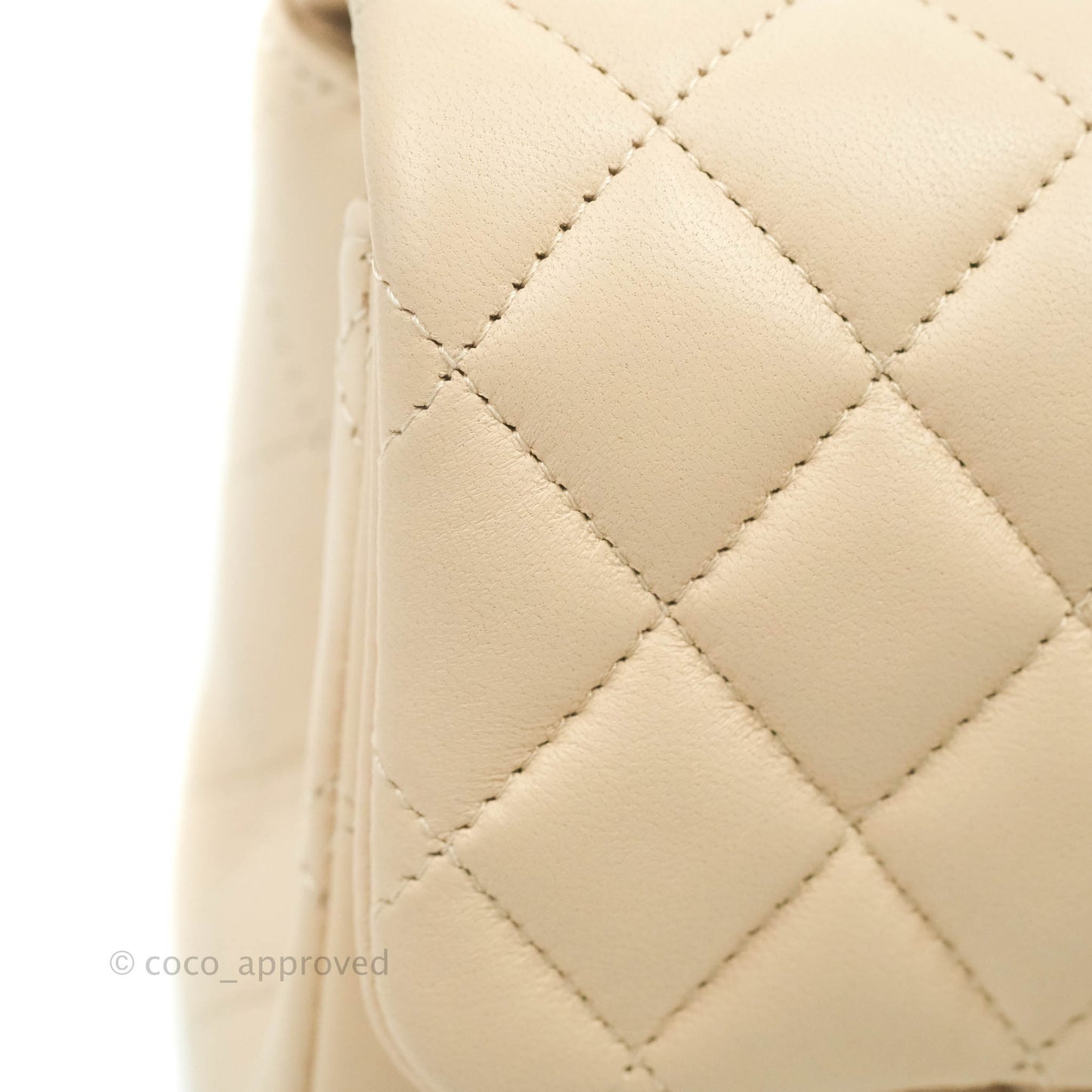 Chanel Quilted Mini Square Light Beige Lambskin Gold Hardware