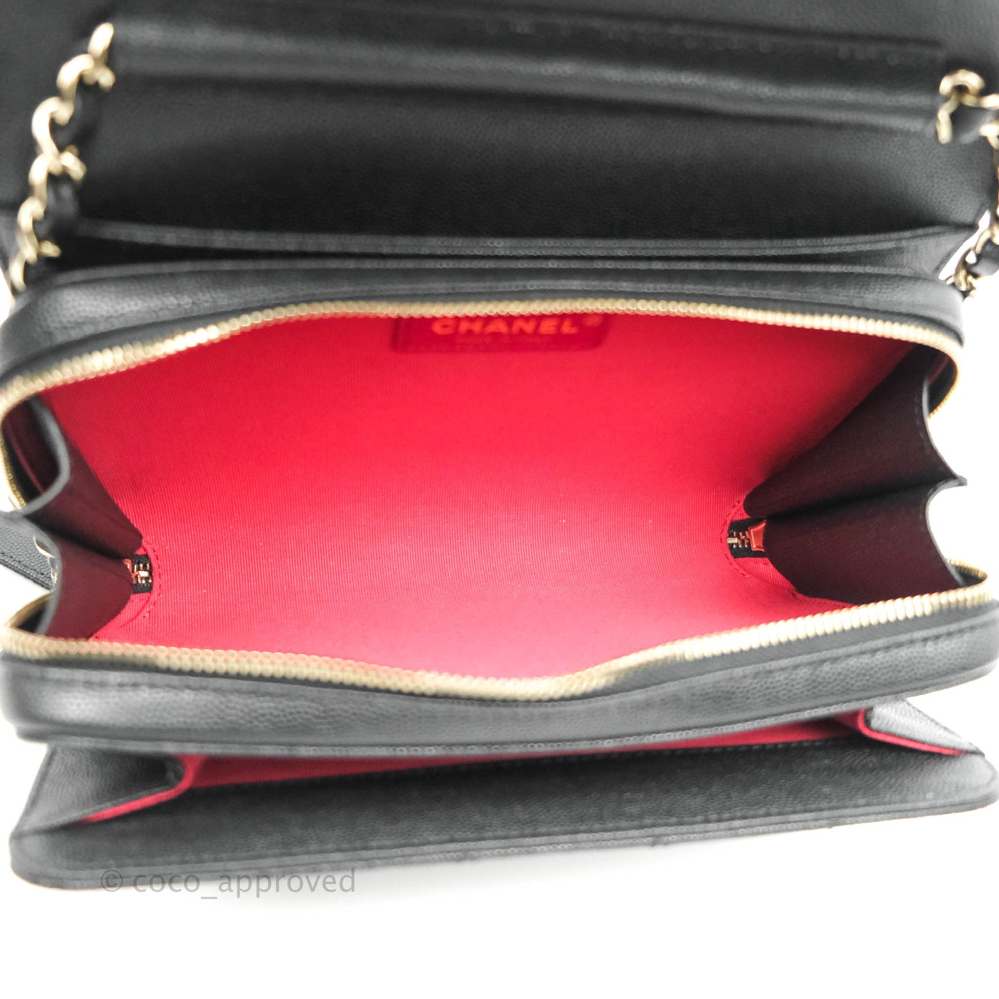 Chanel Quilted Like The Wallet Medium Flap Black Caviar Gold Hardware 22C