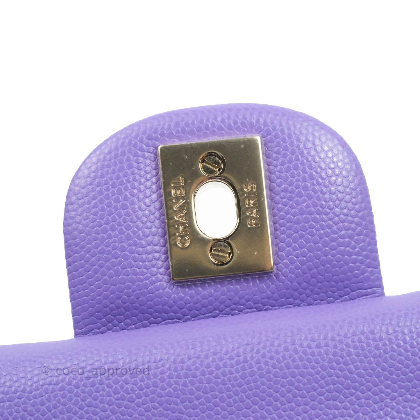 Chanel Classic M/L Medium Flap Quilted Purple Caviar Gold Hardware 20S