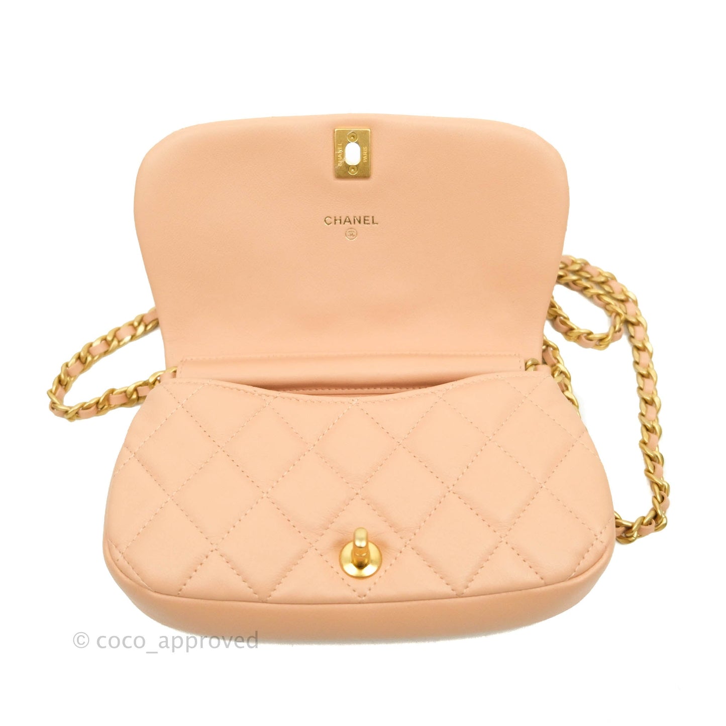 Chanel Clutch with Chain Beige Calfskin Aged Gold Hardware 21B