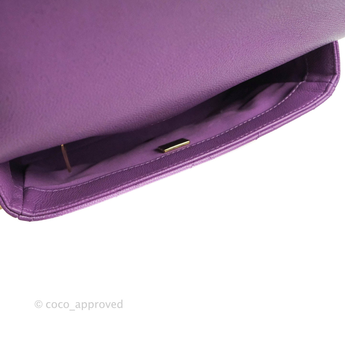 Chanel Small Quilted Melody Flap Purple Caviar Aged Gold Hardware