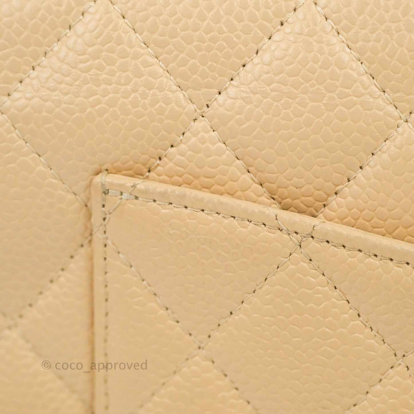 Chanel Classic M/L Medium Flap Quilted Beige Caviar Silver Hardware