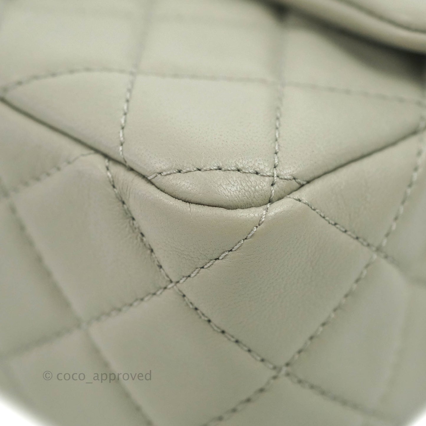 Chanel Mini Rectangular Pearl Crush Quilted Grey Lambskin Aged Gold Hardware 22C