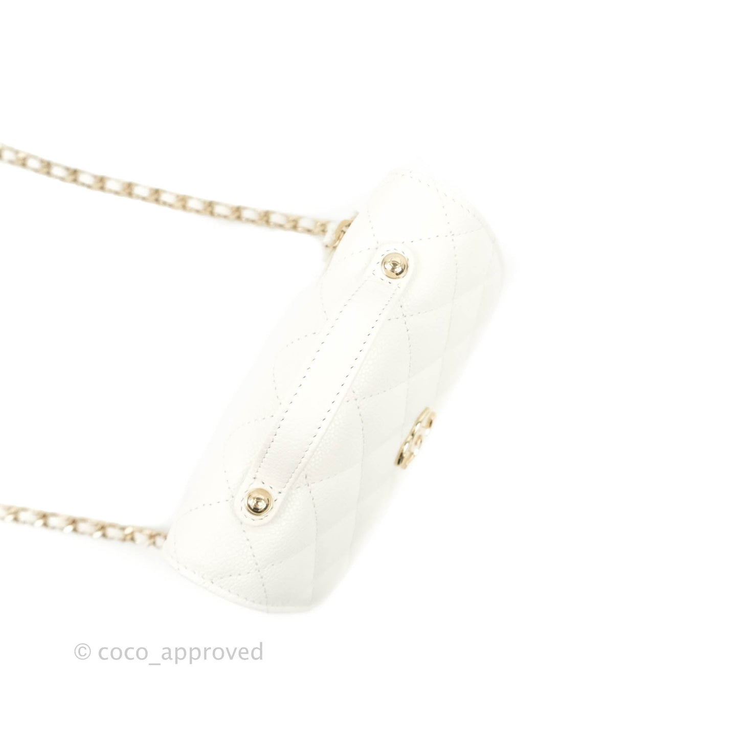 Chanel Business Affinity Clutch With Chain White Caviar Gold Hardware