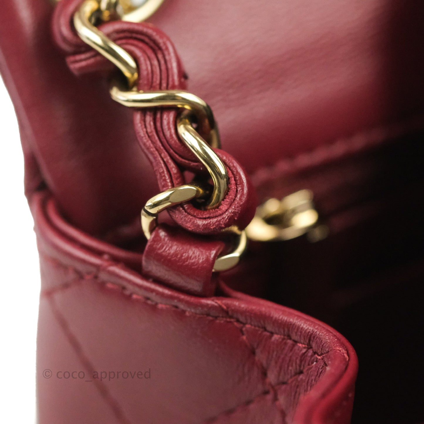Chanel Quilted Mini Square Burgundy Lambskin Gold Hardware