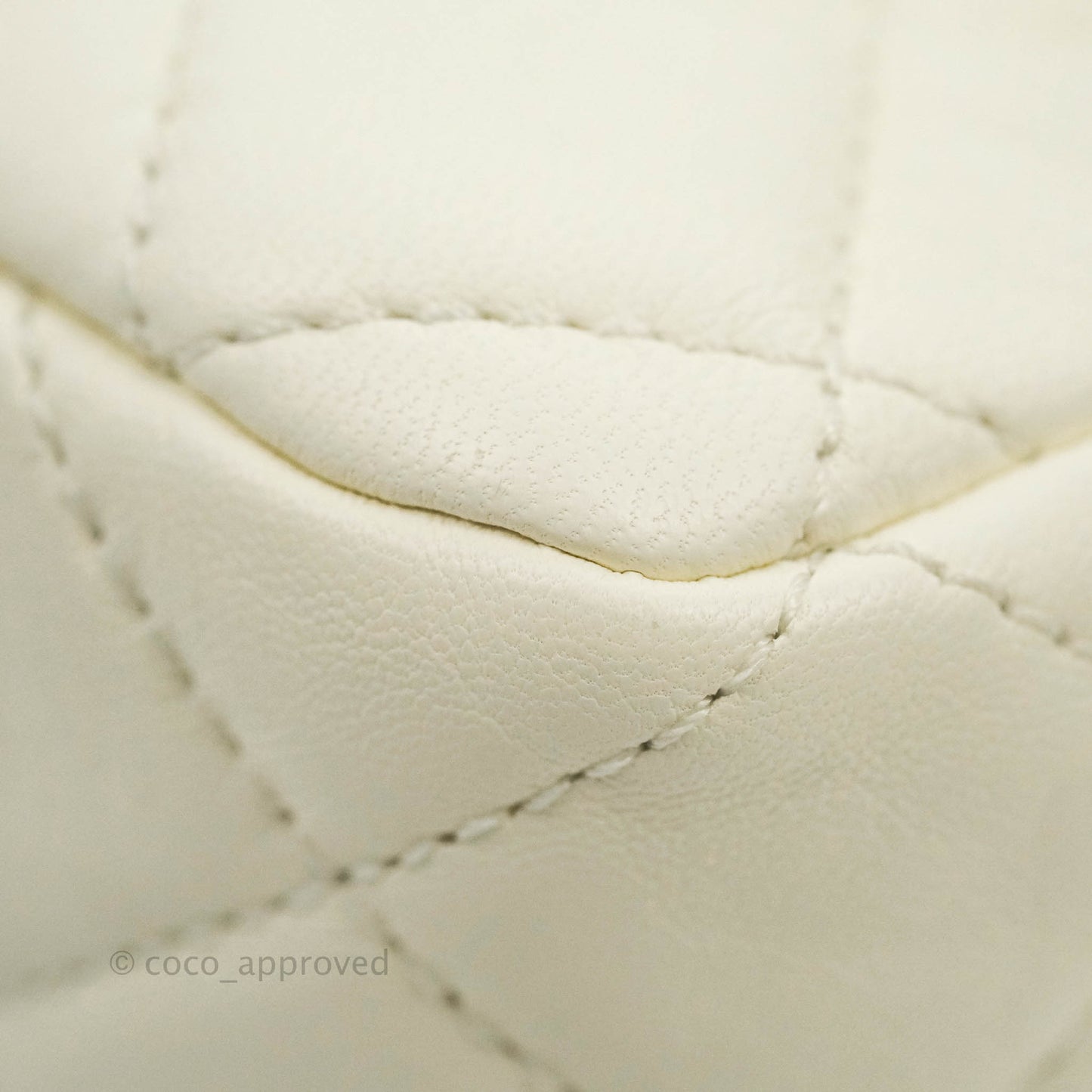 Chanel Mini Rectangular Pearl Crush Quilted White Lambskin Aged Gold Hardware