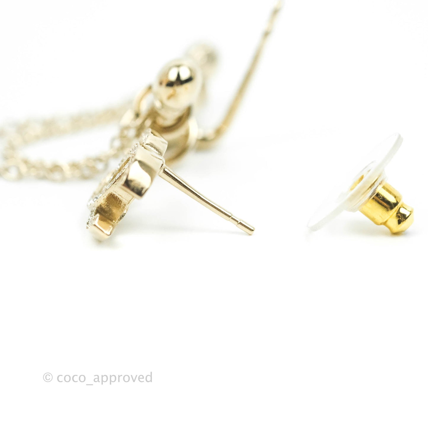 Chanel Crystal CC Earrings Ear Clip Gold Tone 22C