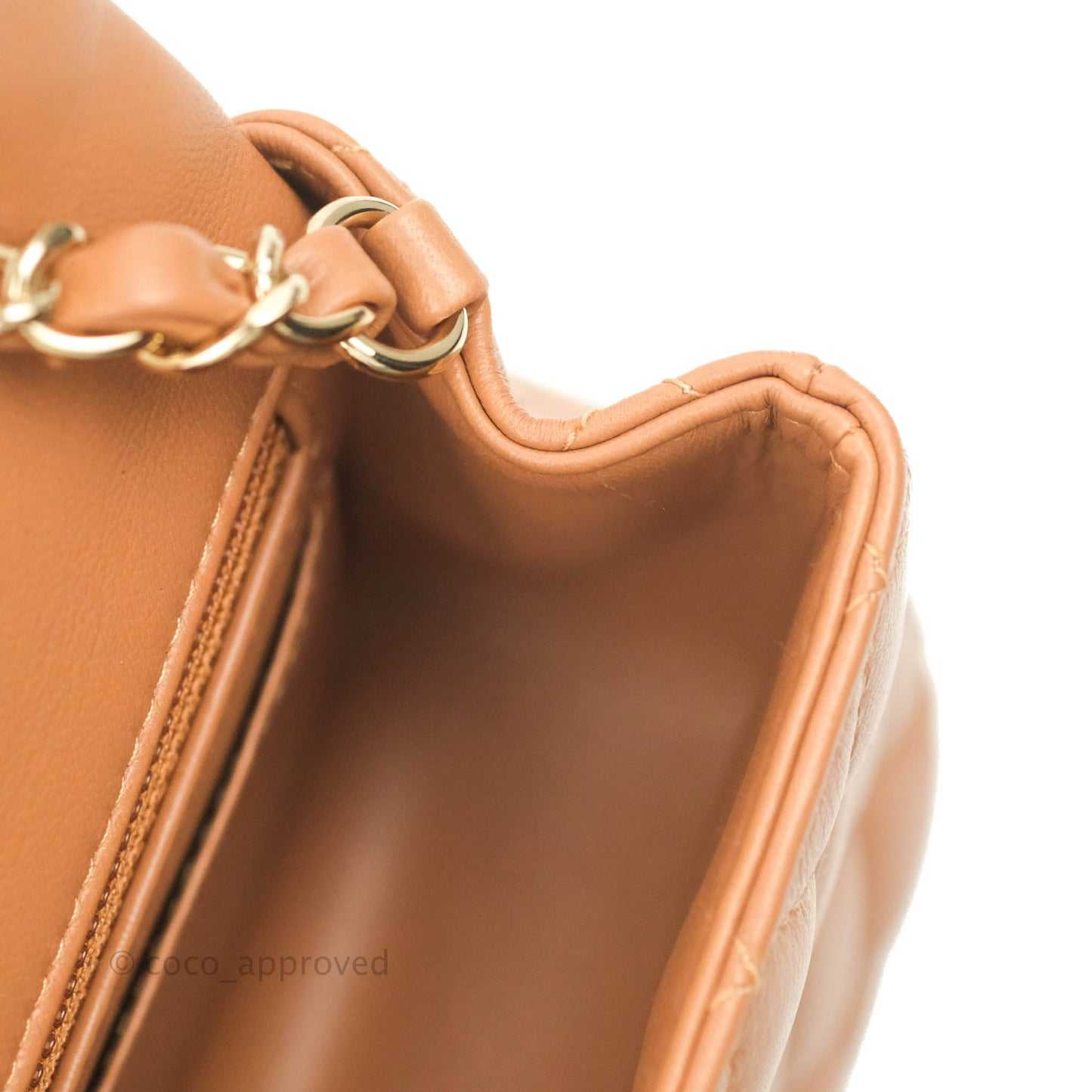 Chanel Quilted Mini Rectangular Flap Caramel Lambskin Gold Hardware 22S