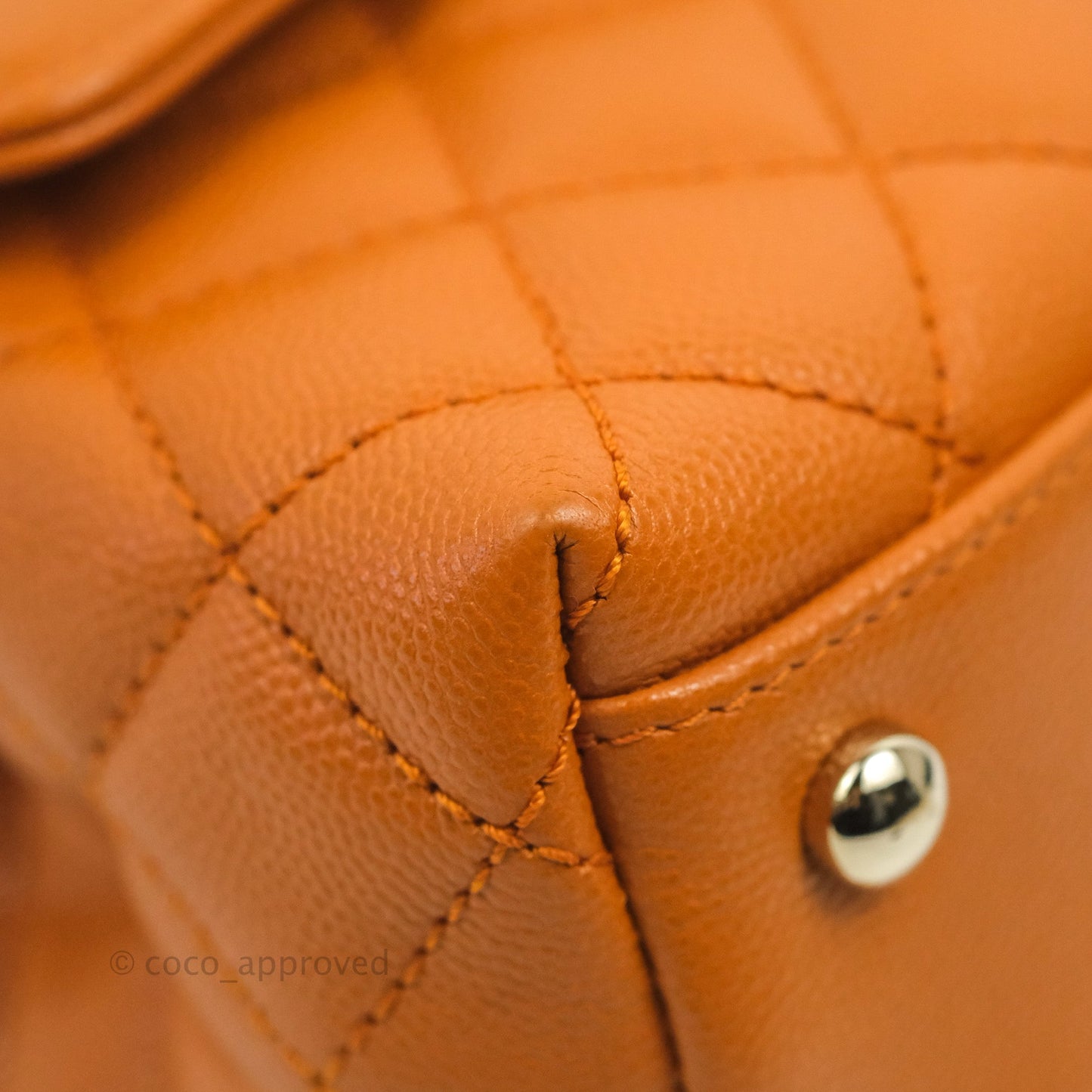 Chanel Small Coco Handle Quilted Caramel Caviar Gold Hardware 21A