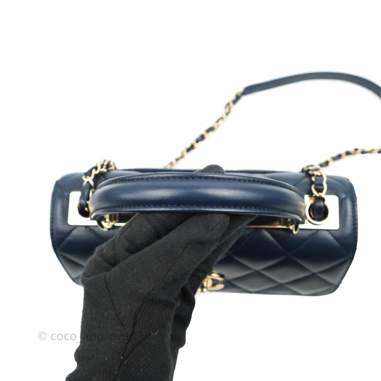 Chanel Small Trendy CC Navy Lambskin Gold Hardware