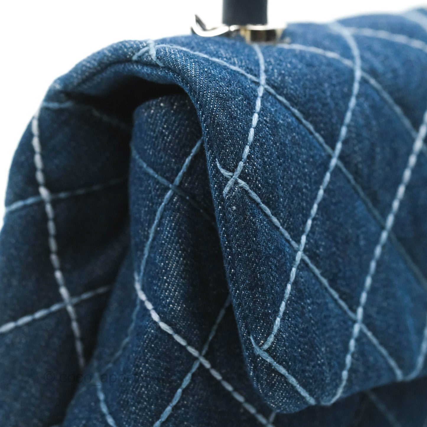 Chanel Small Quilted Coco Handle Denim Navy Lambskin Silver Hardware