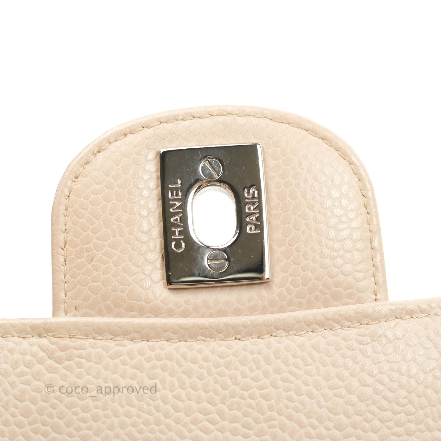 Chanel Quilted East West Flap Pale Pink Caviar Silver Hardware