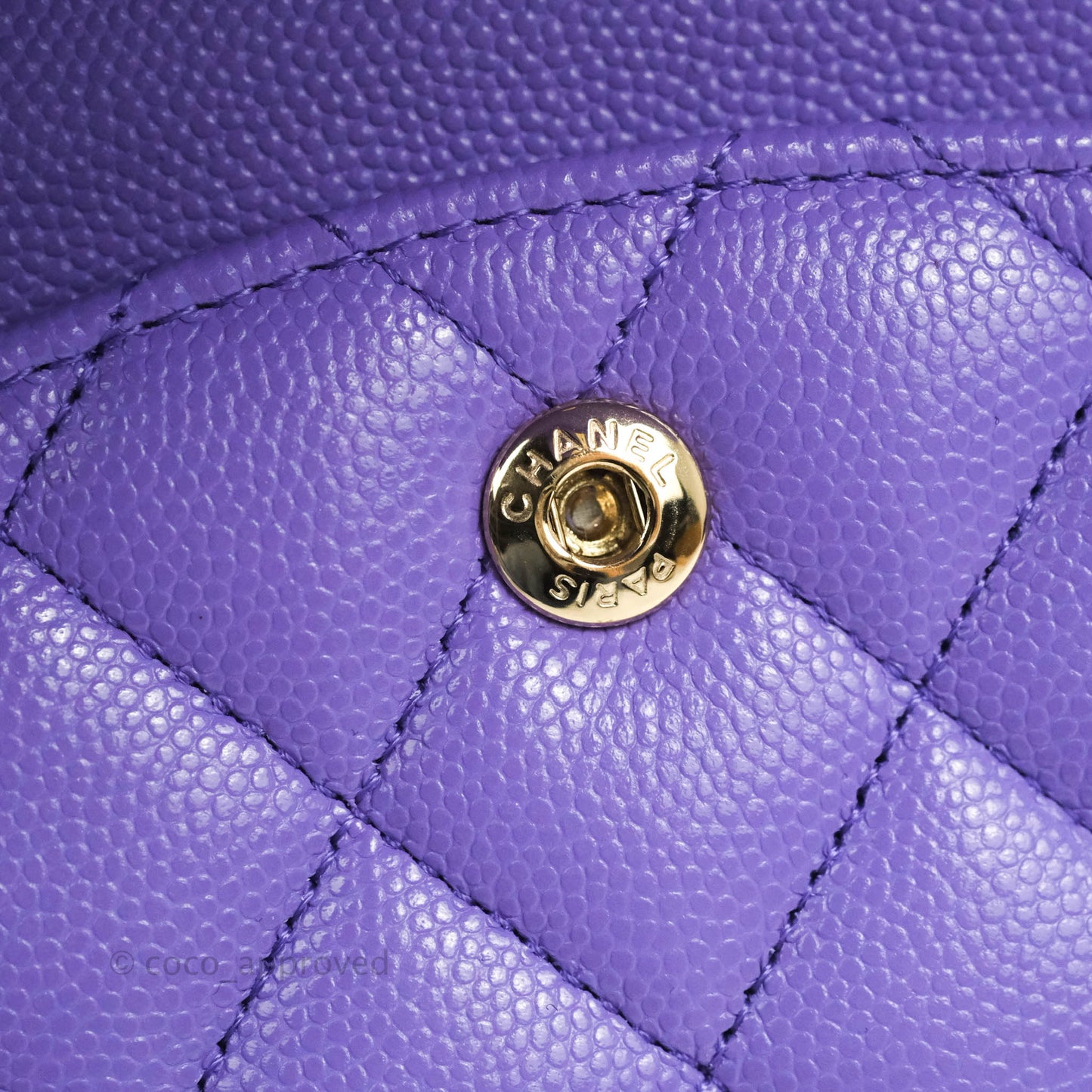 Chanel Classic M/L Medium Flap Quilted Purple Caviar Gold Hardware 20S