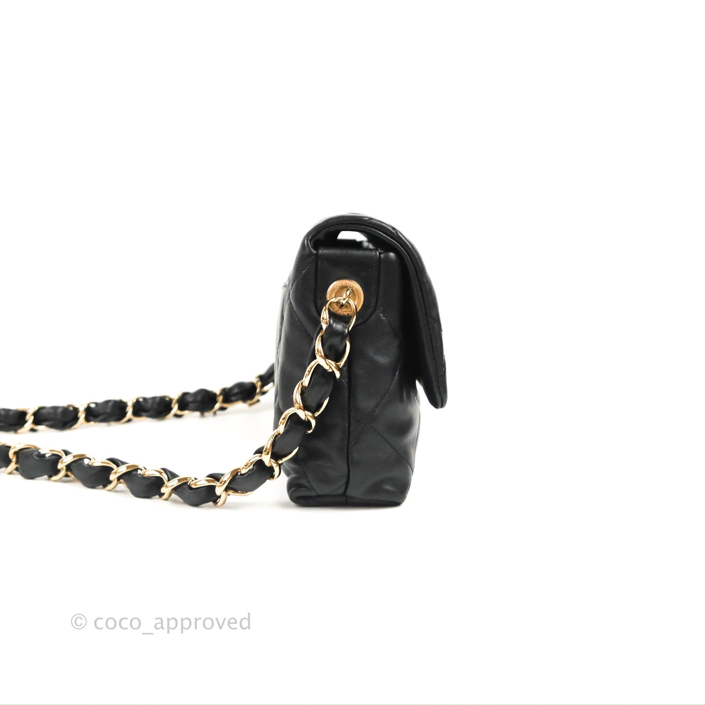 Chanel Small Logo Chain Flap Black Lambskin Gold Hardware