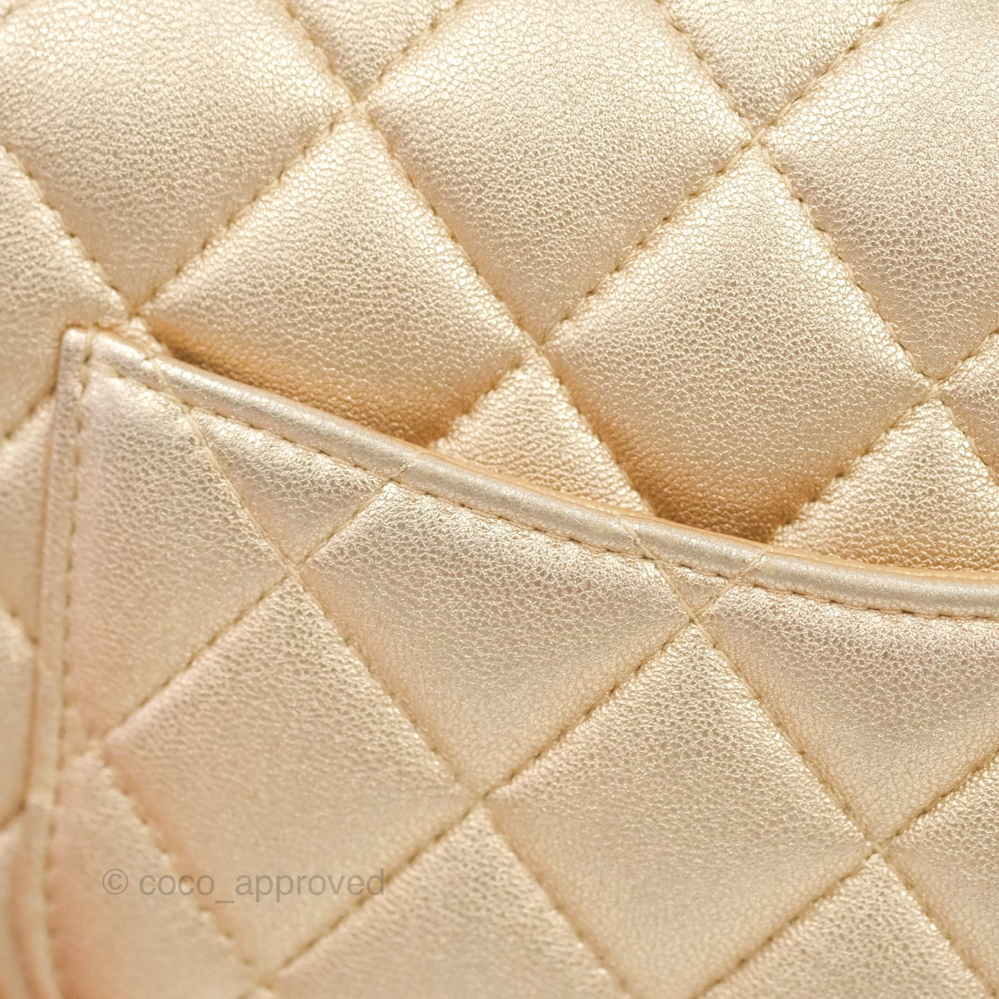 Chanel Quilted Mini Square Iridescent Gold Lambskin Gold Hardware 21P