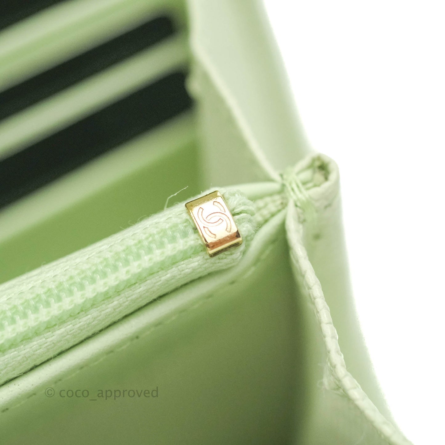 Chanel Caviar Quilted Long Flap Wallet Mint Green Caviar Gold Hardware 22C