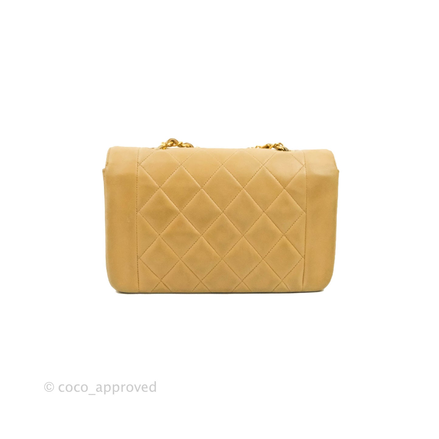 Chanel Vintage Small Quilted Classic Diana Flap Bag Beige Lambskin 24K Gold Hardware