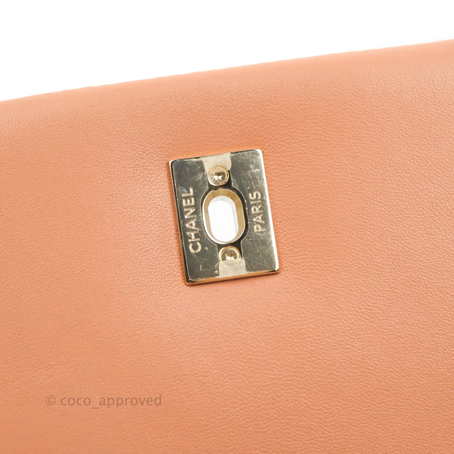 Chanel Quilted Knock On Wood Top Handle Bag Beige Pink Lambskin Gold Hardware