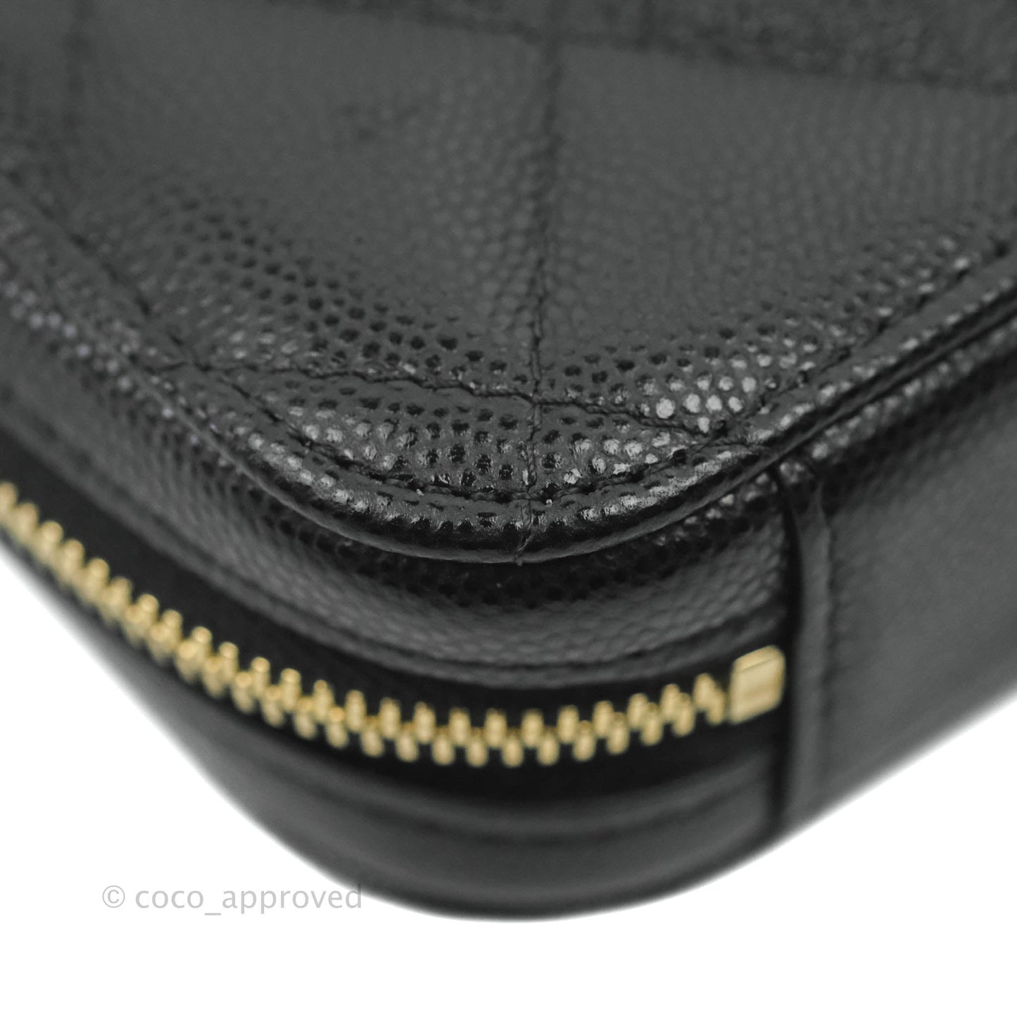 Chanel Quilted Phone Holder Black Caviar Gold Hardware