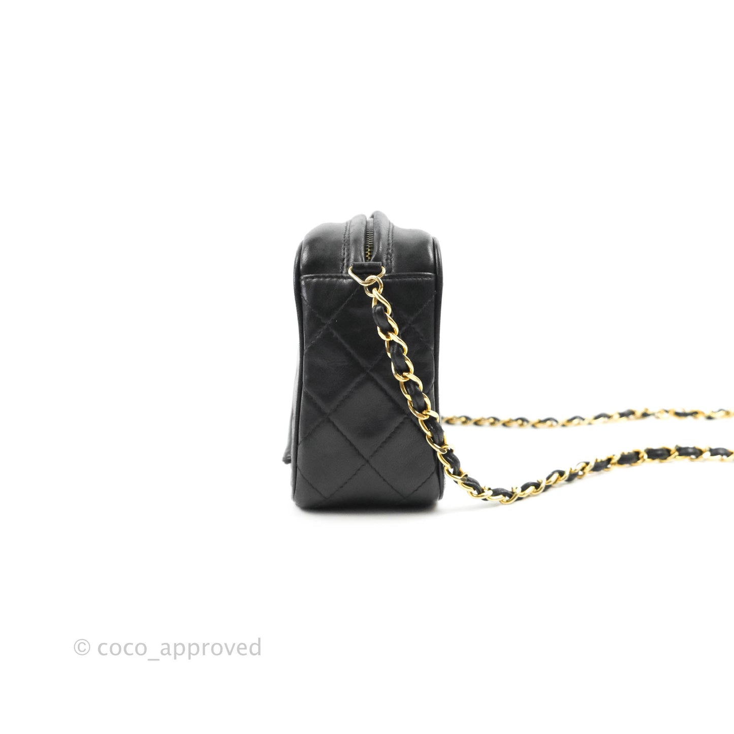 Chanel Vintage Small Camera Bag Black Lambskin Gold Hardware