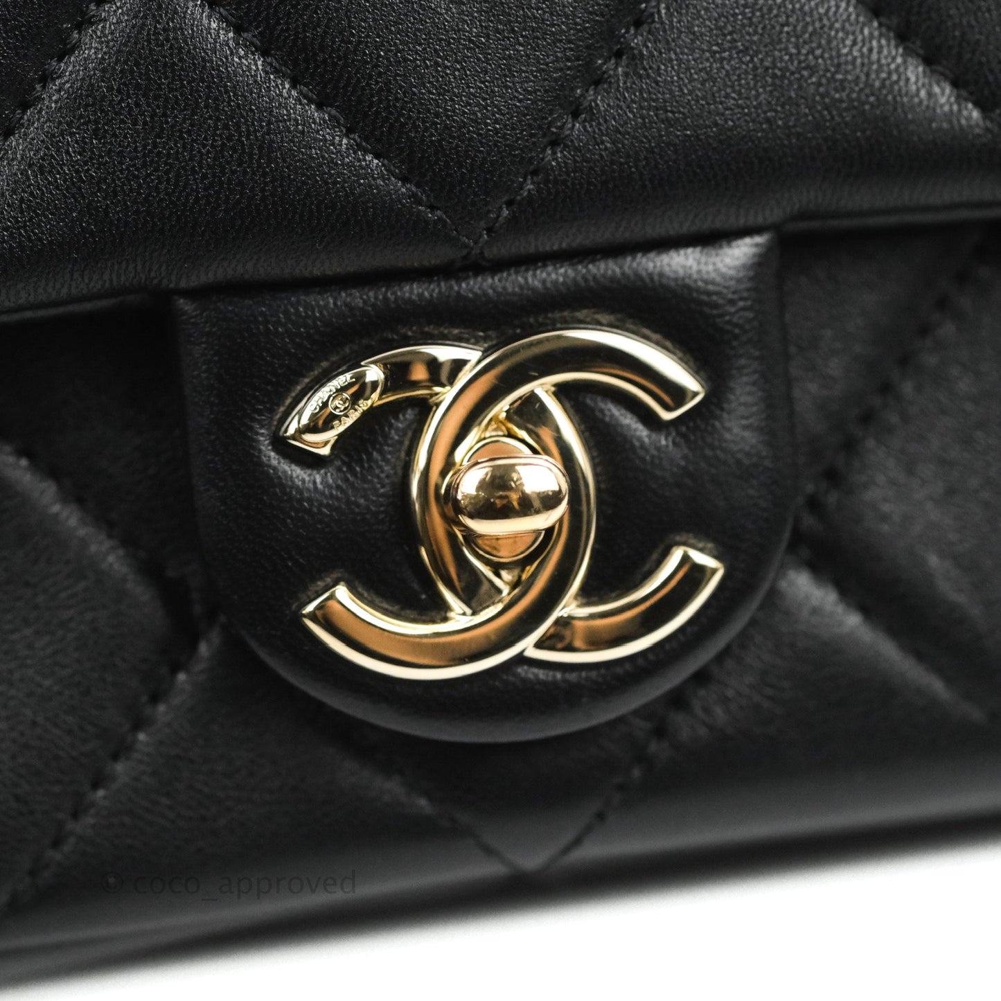 Chanel Quilted Resin Bi-Color Chain Flap Bag Black Lambskin