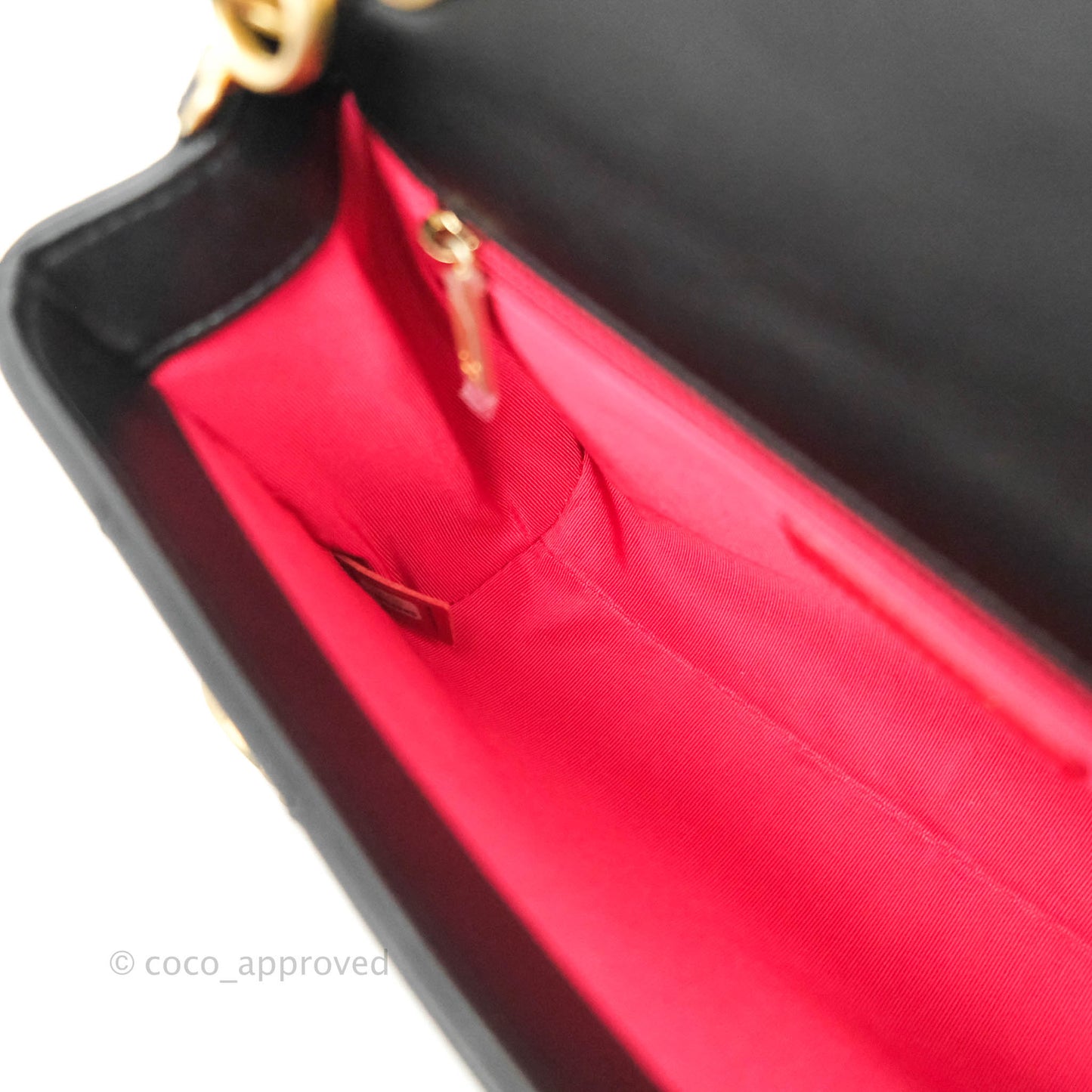 Chanel Logo Enchained Flap Bag Black Calfskin Gold Hardware