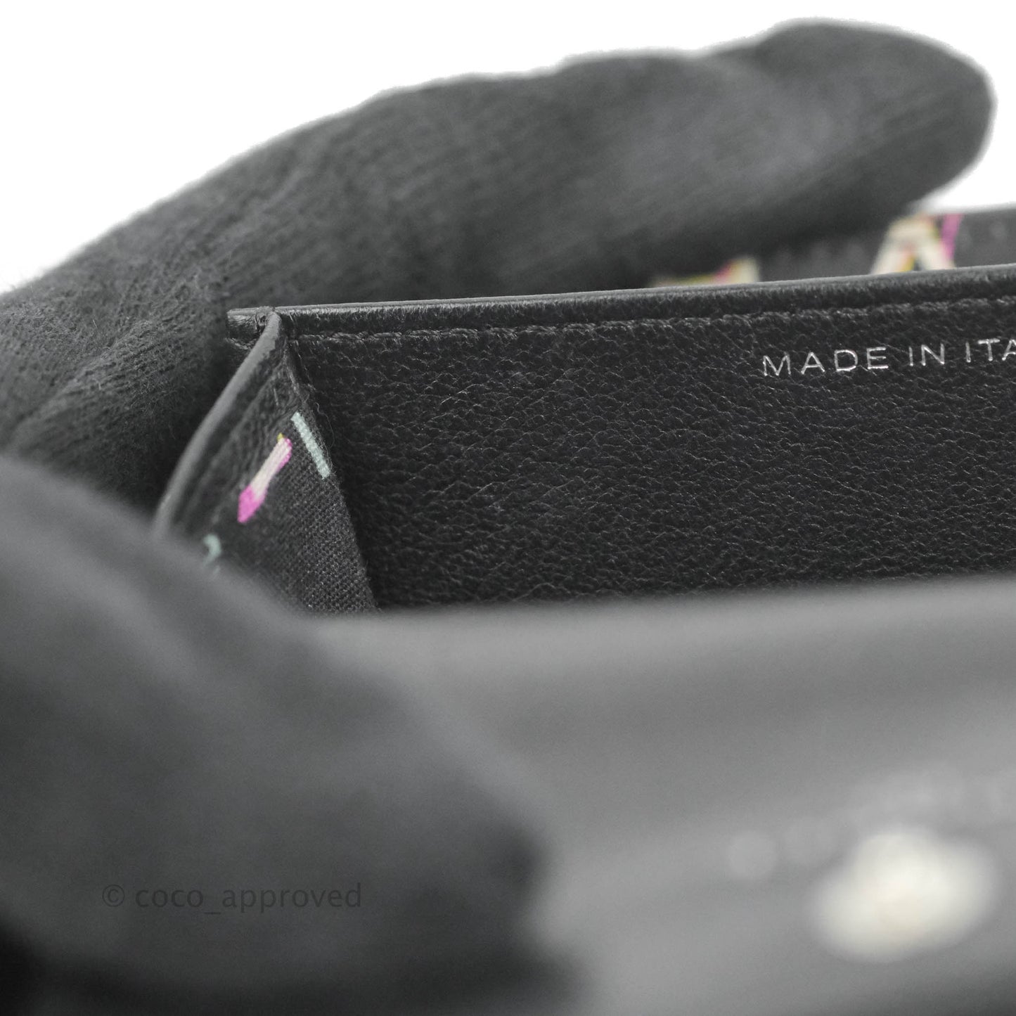 Chanel Quilted Small Flap Card Holder Black Lambskin Silver Hardware