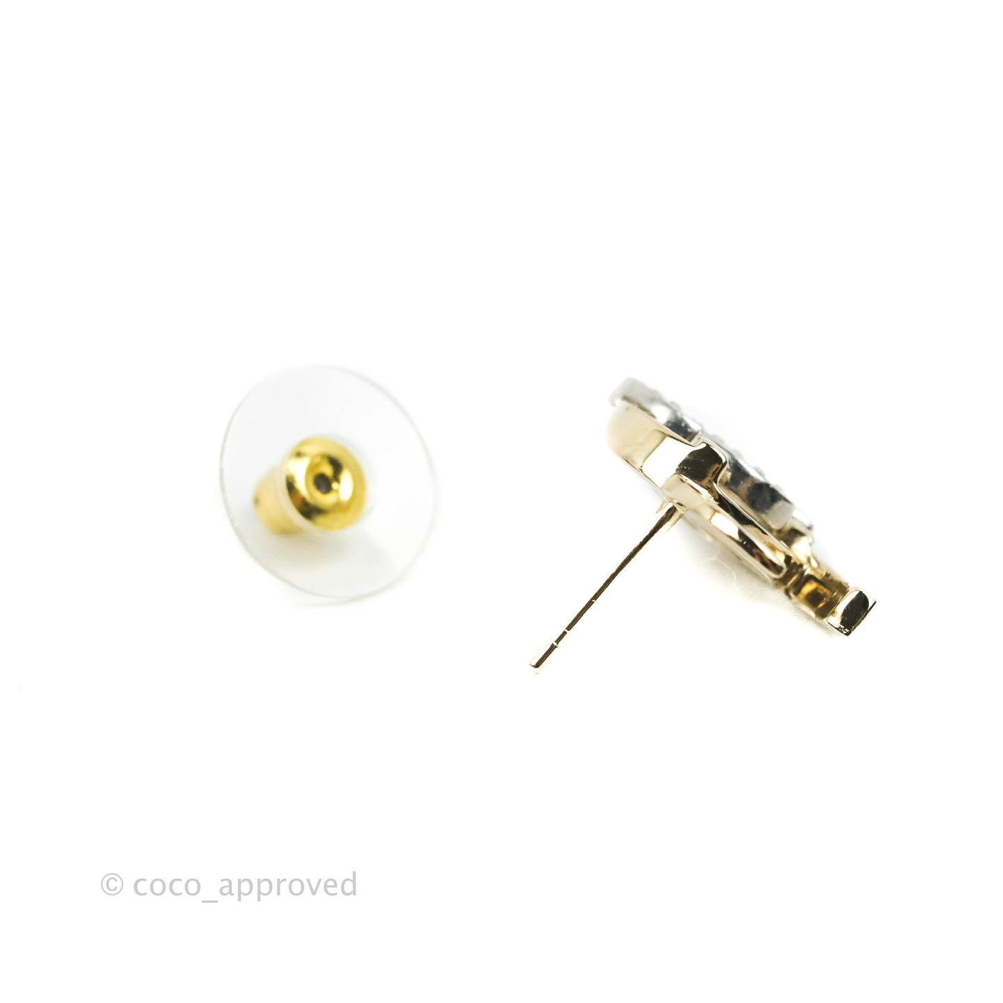 Chanel Double CC Crystal Earrings Gold & Silver Hardware 21A