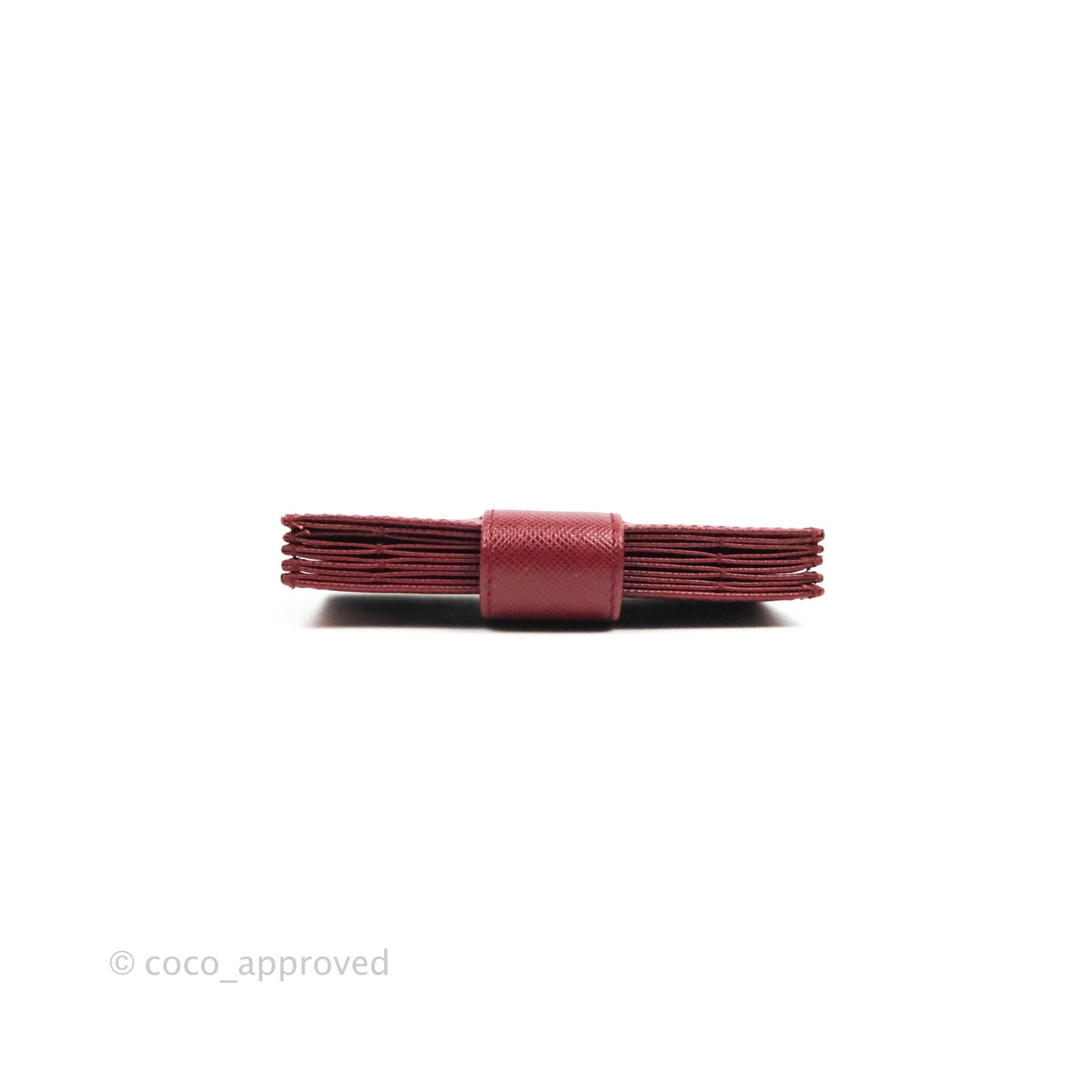 Prada Saffiano and Leather Card Holder Red Gold Hardware