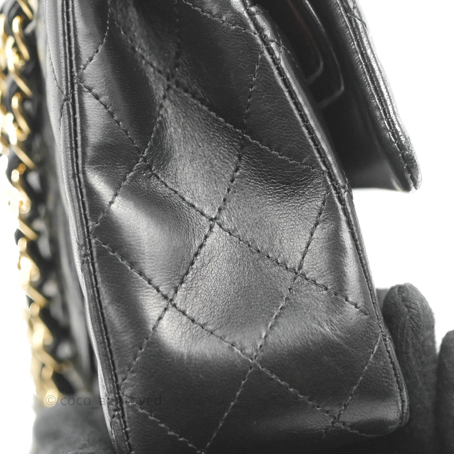 Chanel Classic M/L Medium Flap Quilted Black Lambskin Gold Hardware