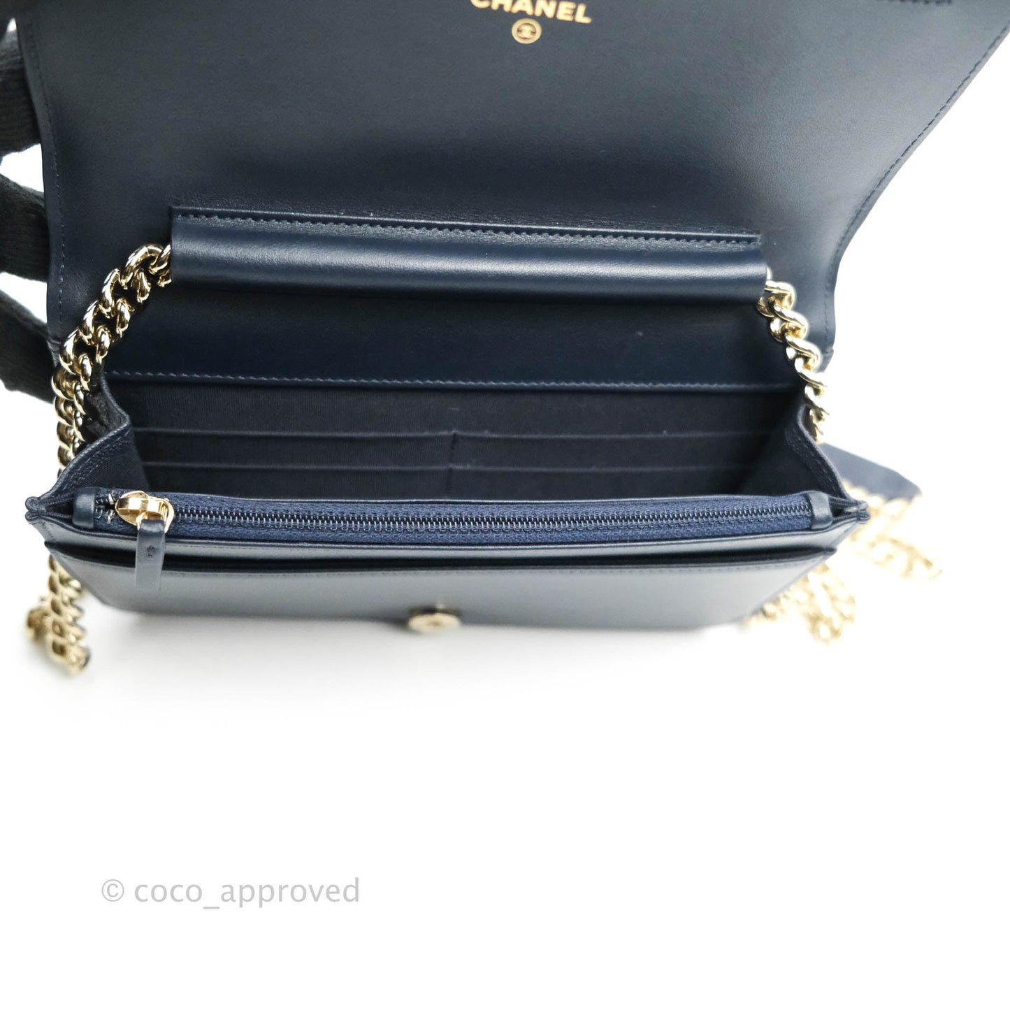 Chanel Quilted Boy Wallet on Chain WOC Navy Caviar Gold Hardware