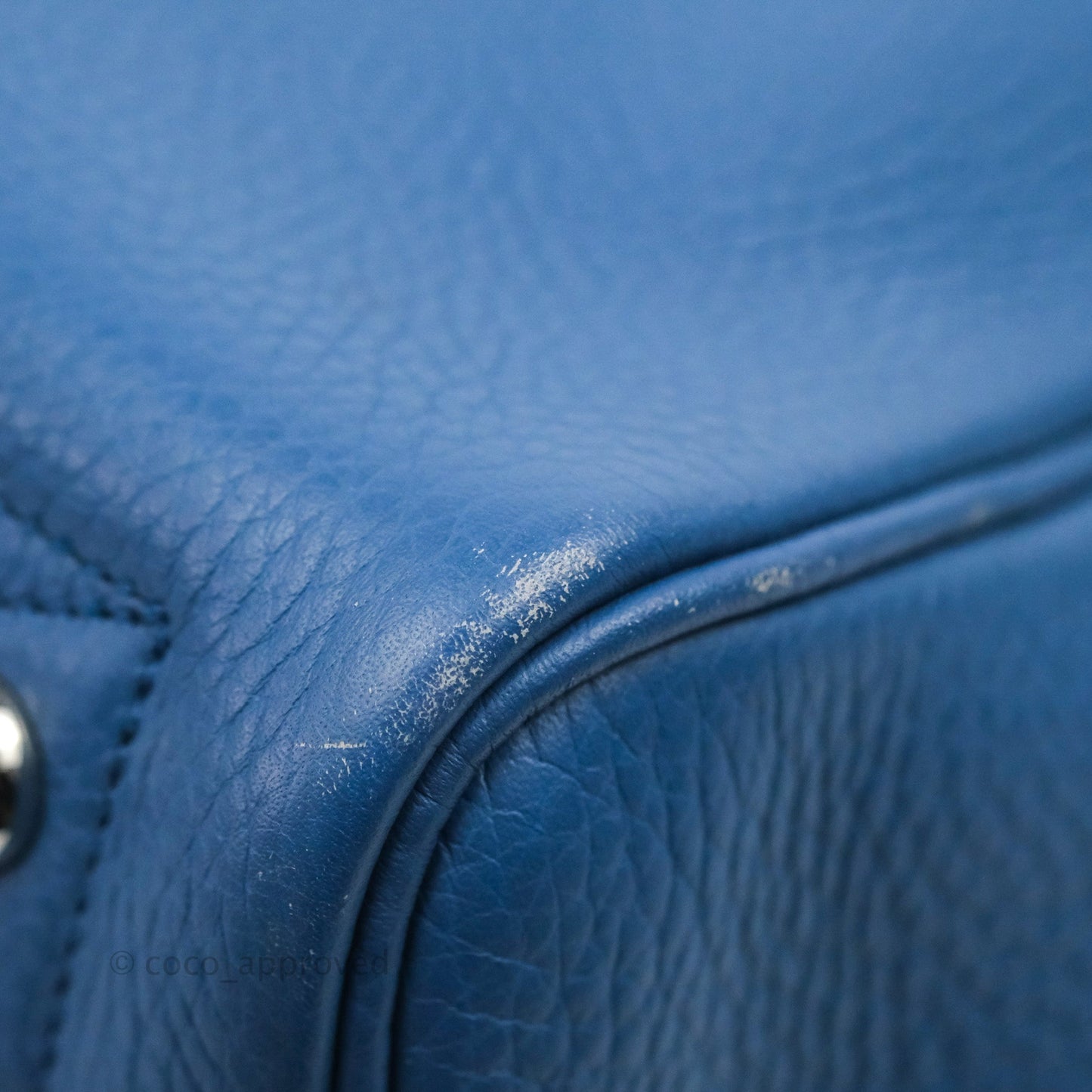 Hermes Victoria II 35 Bag Blue Paradis Clemence Palladium Hardware