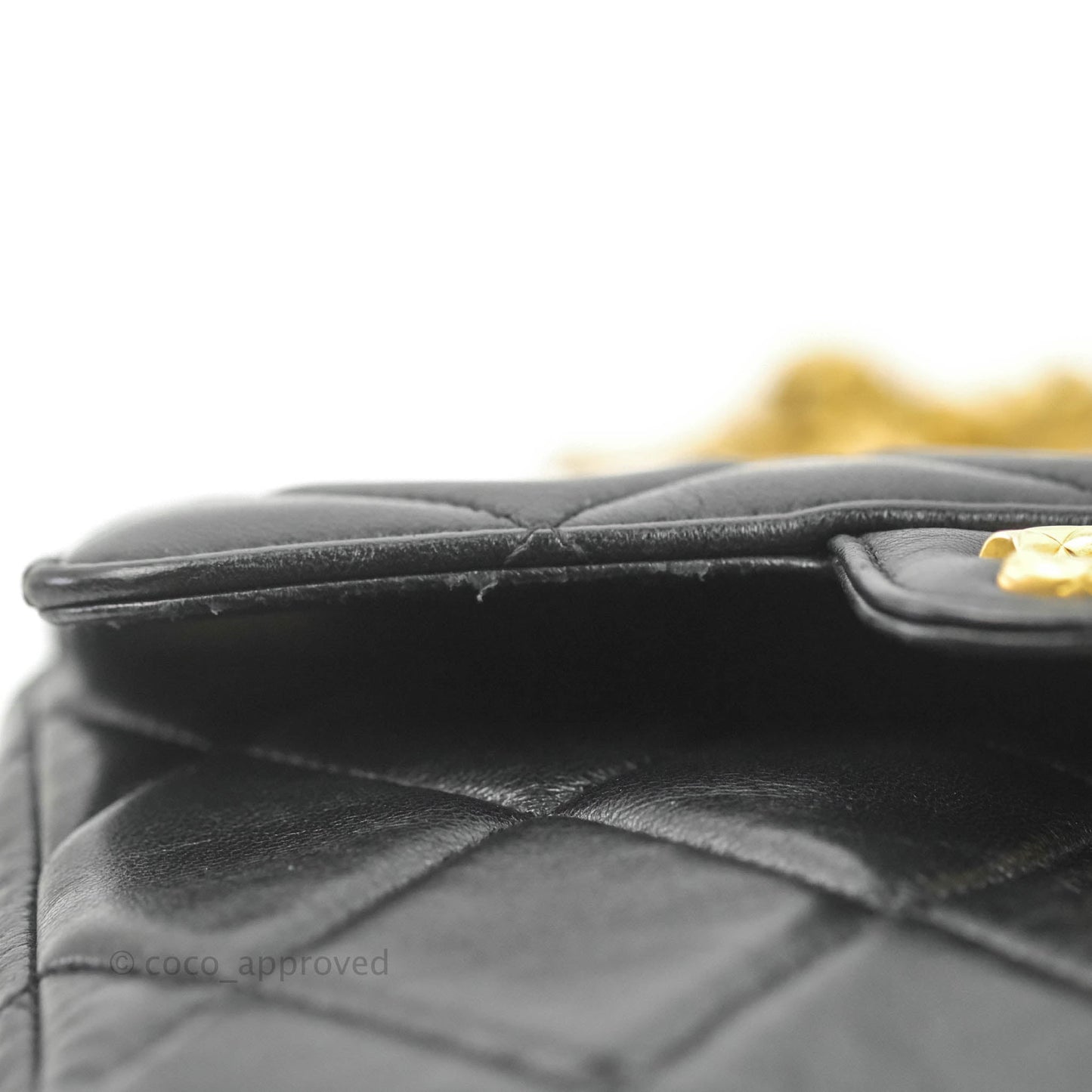 Chanel Quilted Square Flap Bijoux Chain Strap Black Aged Gold Hardware