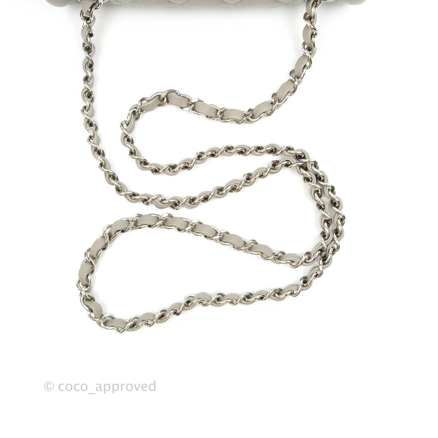 Chanel Quilted Mini Rectangular Grey Lambskin Silver Hardware 19B