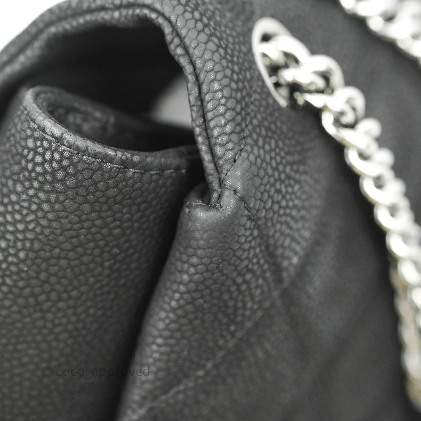 Chanel Lady Pearly Flap Bag Black Caviar Silver Hardware