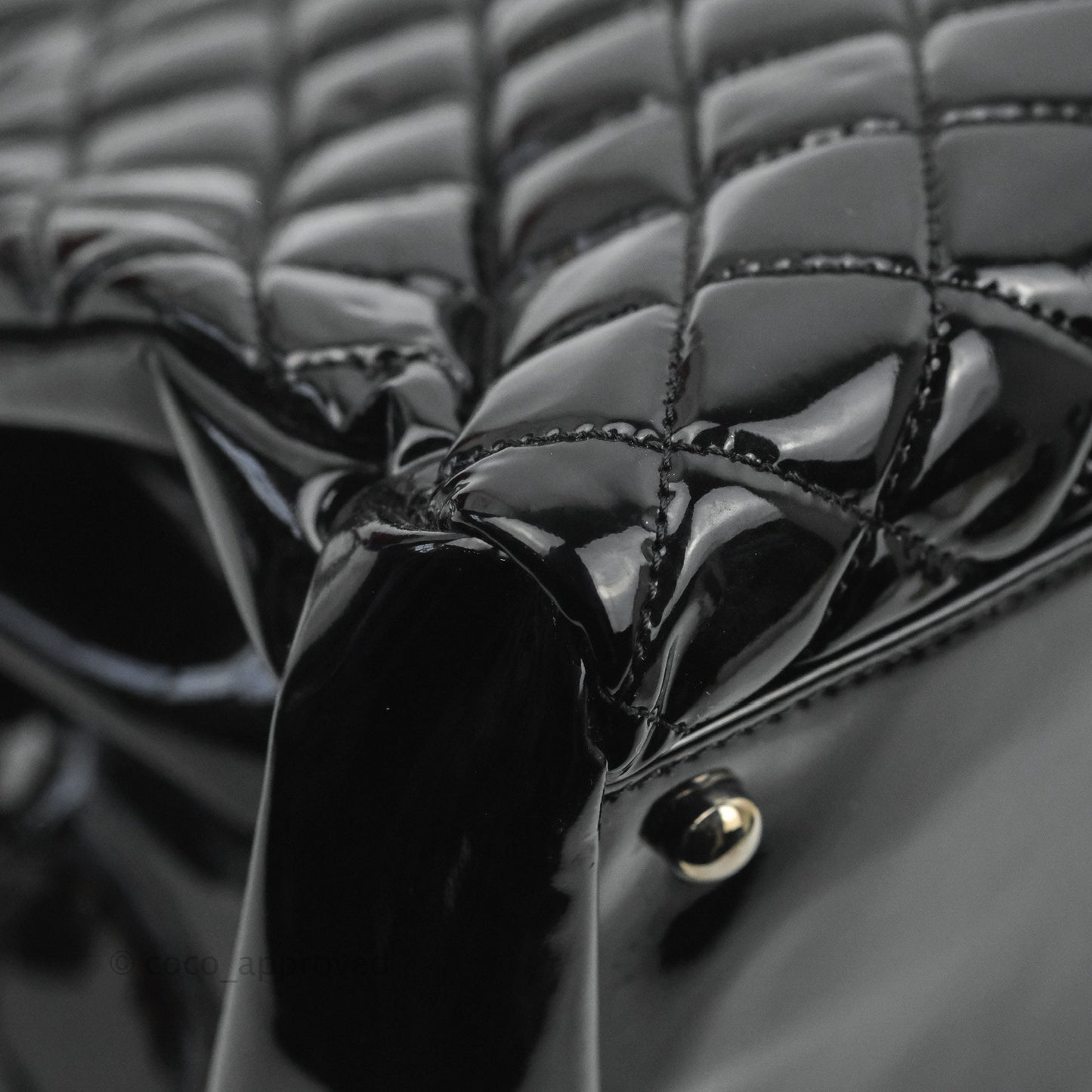 Chanel Quilted Large Just Mademoiselle Black Patent Silver Hardware