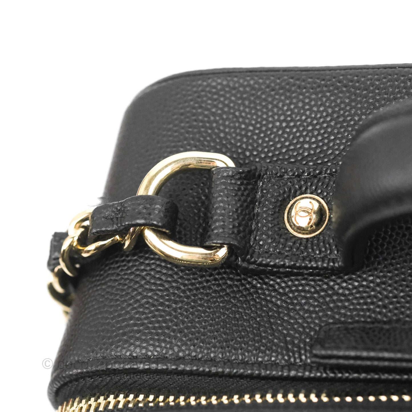 Chanel Quilted Large CC Filigree Vanity Case Black Caviar Gold Hardware