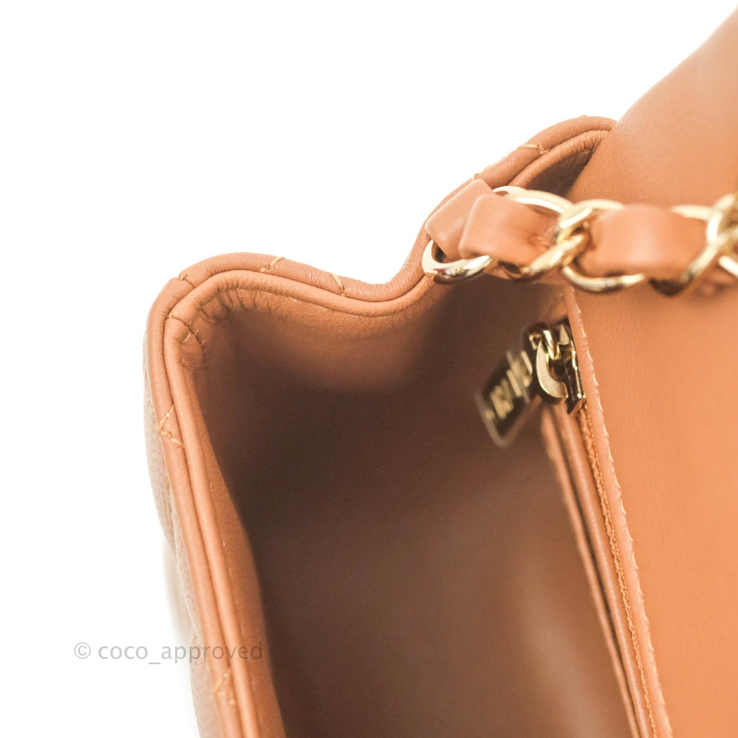 Chanel Quilted Mini Rectangular Flap Caramel Lambskin Gold Hardware 22S