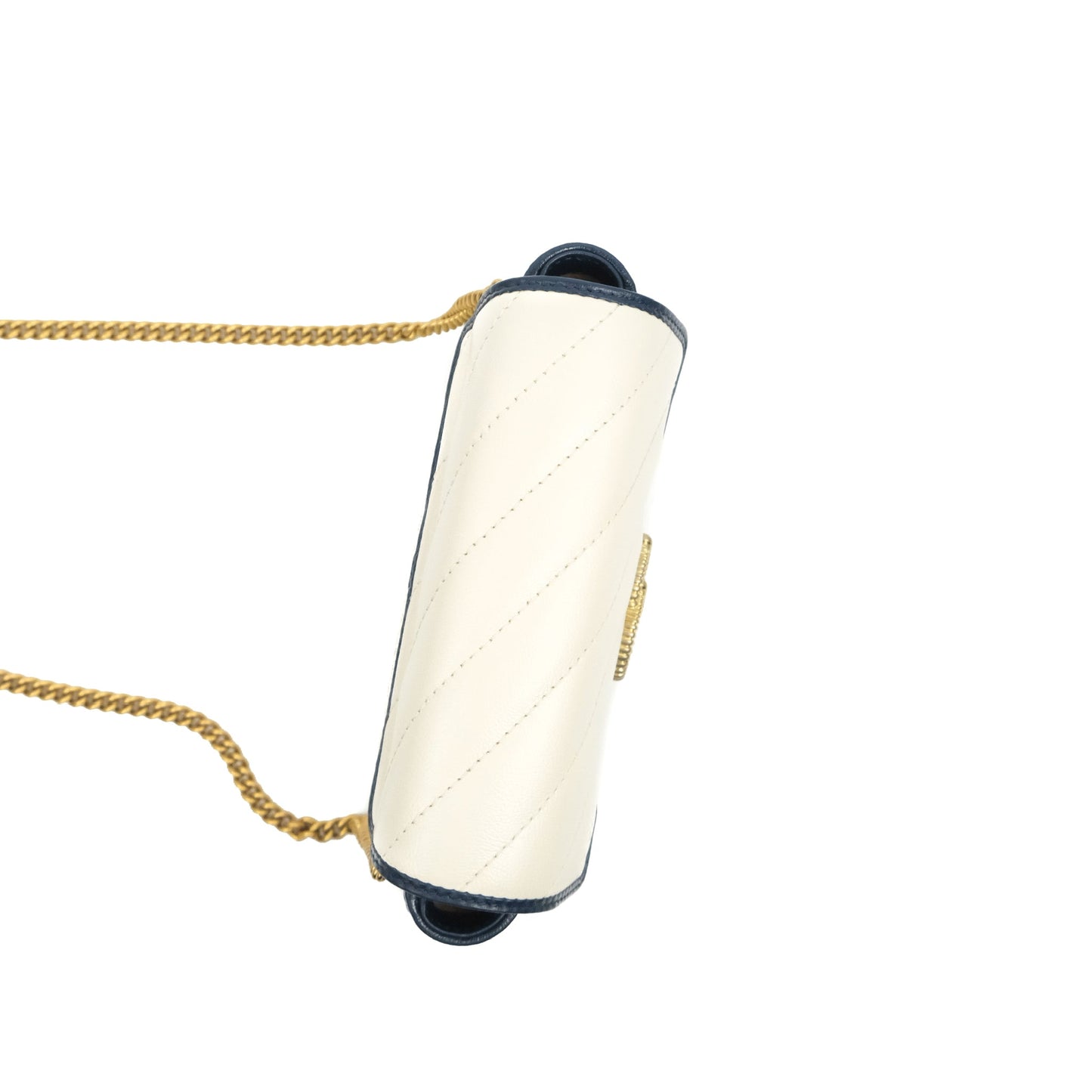 Gucci GG Marmont Matelassé Leather Super Mini Bag Navy White