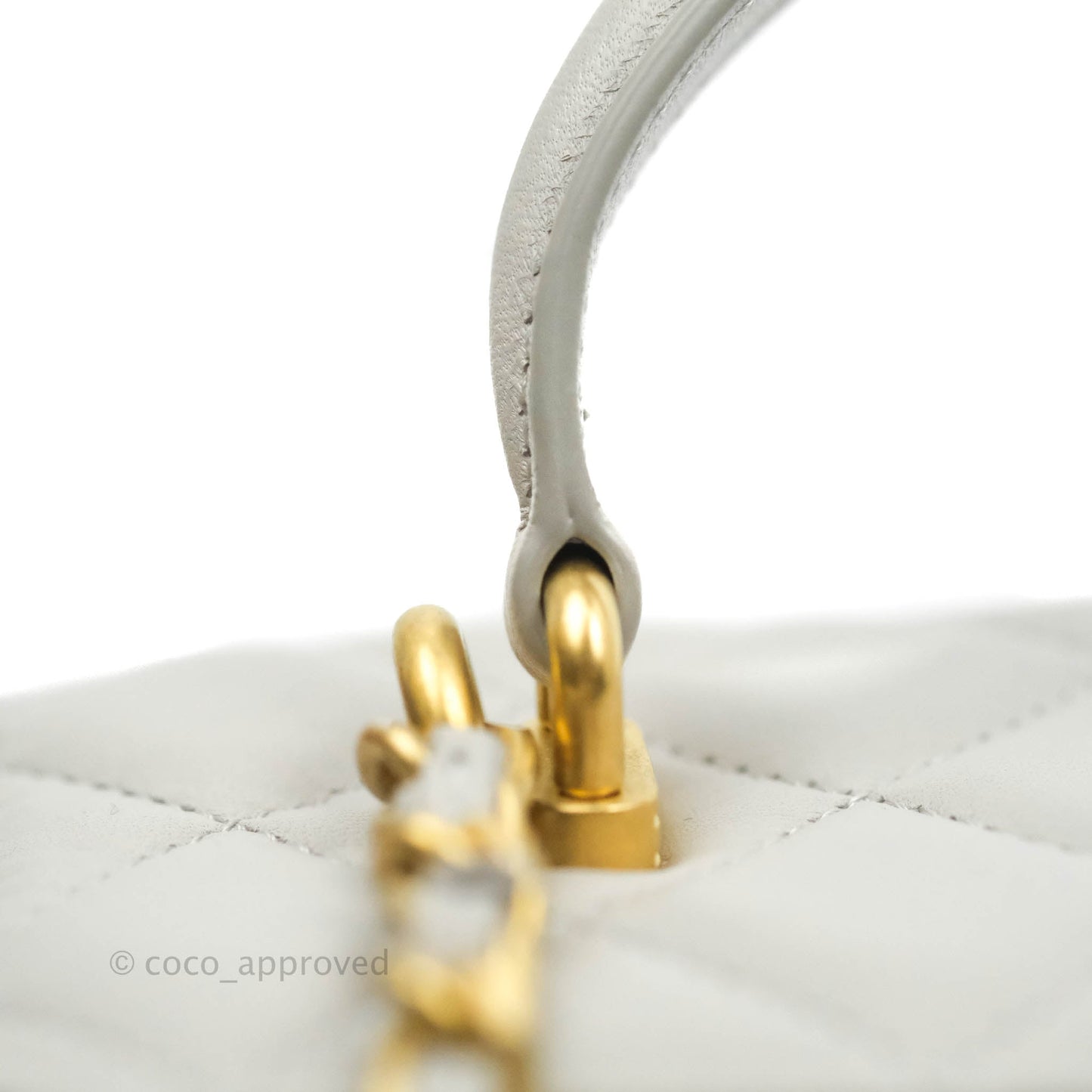 Chanel Classic Vanity Rectangular Top Handle With Chain Grey Lambskin Aged Gold Hardware